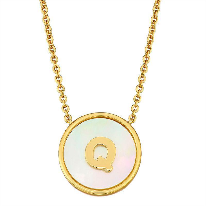 Mother of Pearl Initial Pendant Necklace, Women's, Size: 18" Product Image
