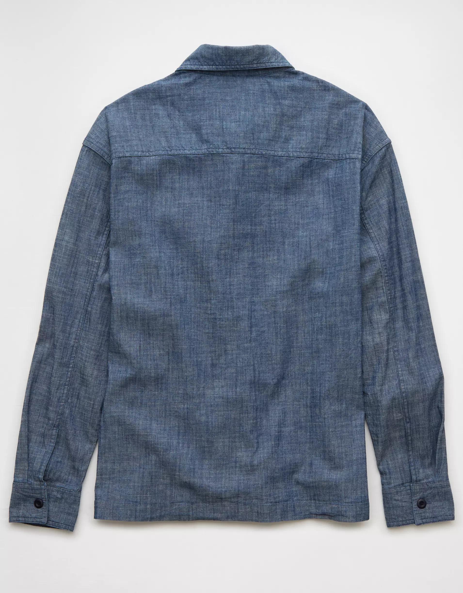 AE Stretch Chambray Long-Sleeve Button-Up Shirt Product Image