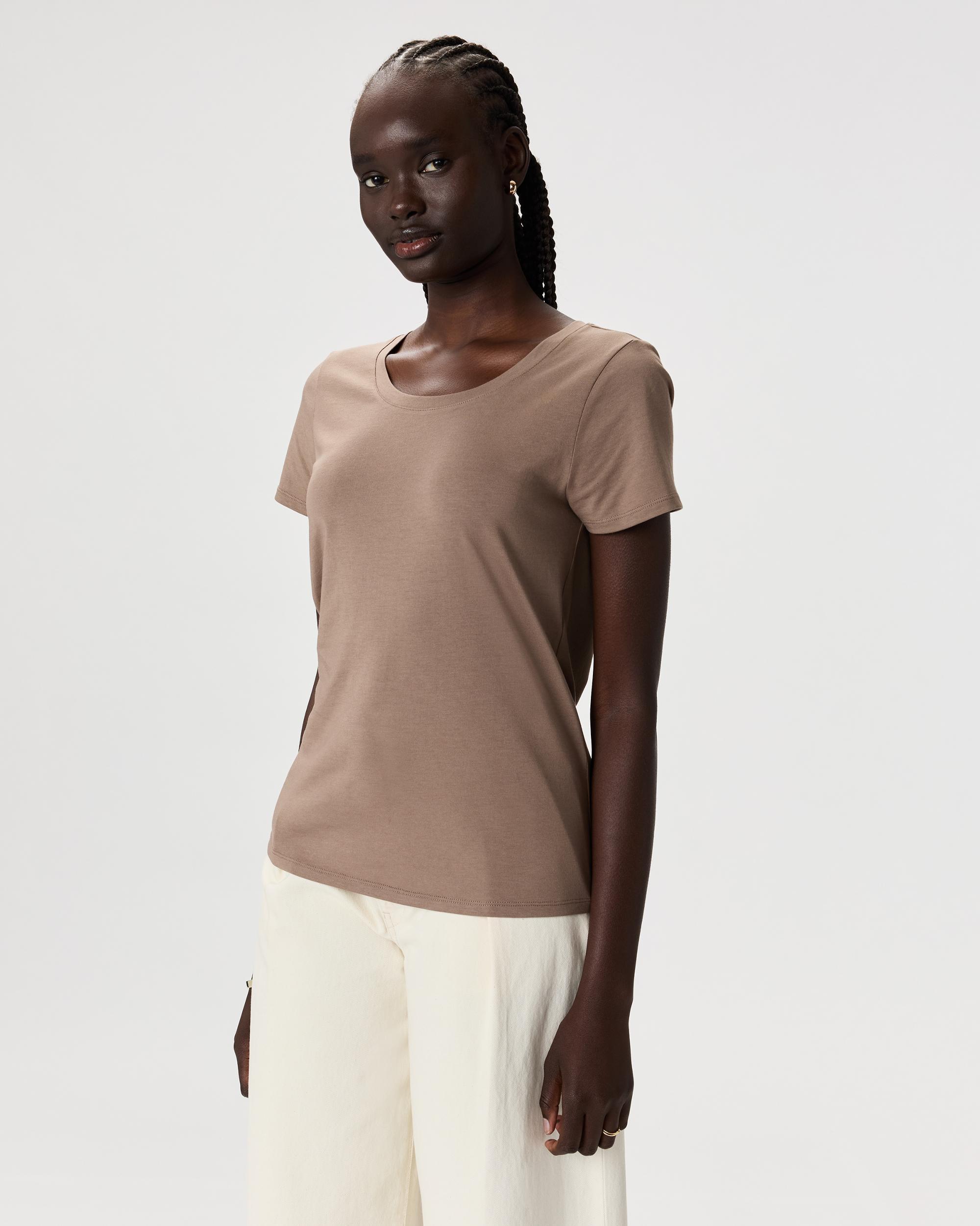 Quince | Women's Cotton Modal Scoop Neck T-Shirt Size XS, Cotton/Modal Product Image