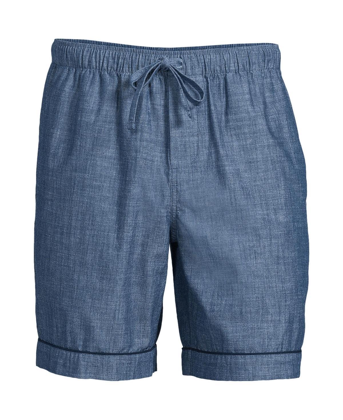 Men's Lands' End Essential 8-inch Pajama Shorts, Size: Large, Grey Blue Stripe Product Image