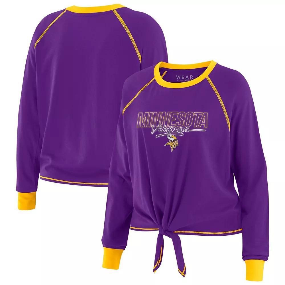 Women's WEAR by Erin Andrews Royal Denver Broncos Tie-Front Long Sleeve T-Shirt, Size: Small, Blue Product Image