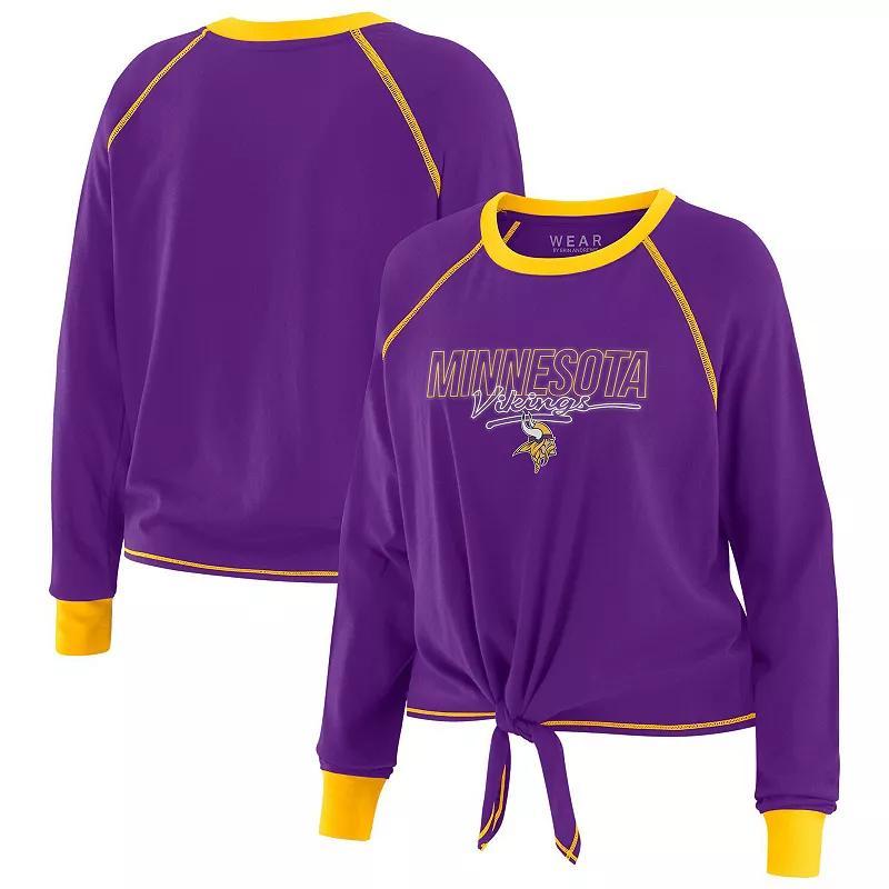 Women's WEAR by Erin Andrews Royal Denver Broncos Tie-Front Long Sleeve T-Shirt, Size: Small, Blue Product Image