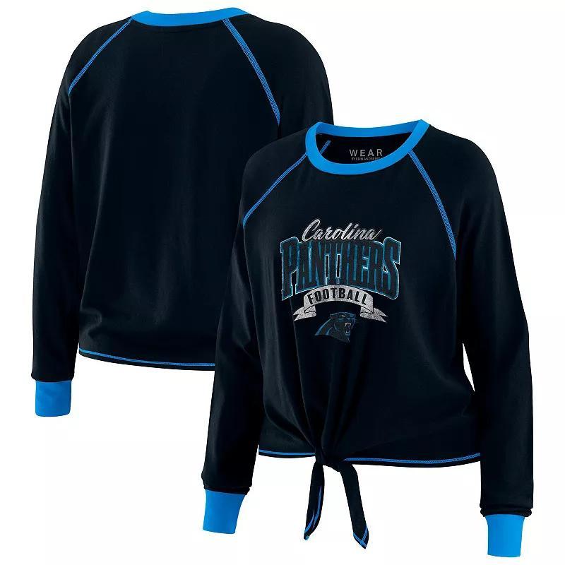 Women's WEAR by Erin Andrews Royal Denver Broncos Tie-Front Long Sleeve T-Shirt, Size: Small, Blue Product Image