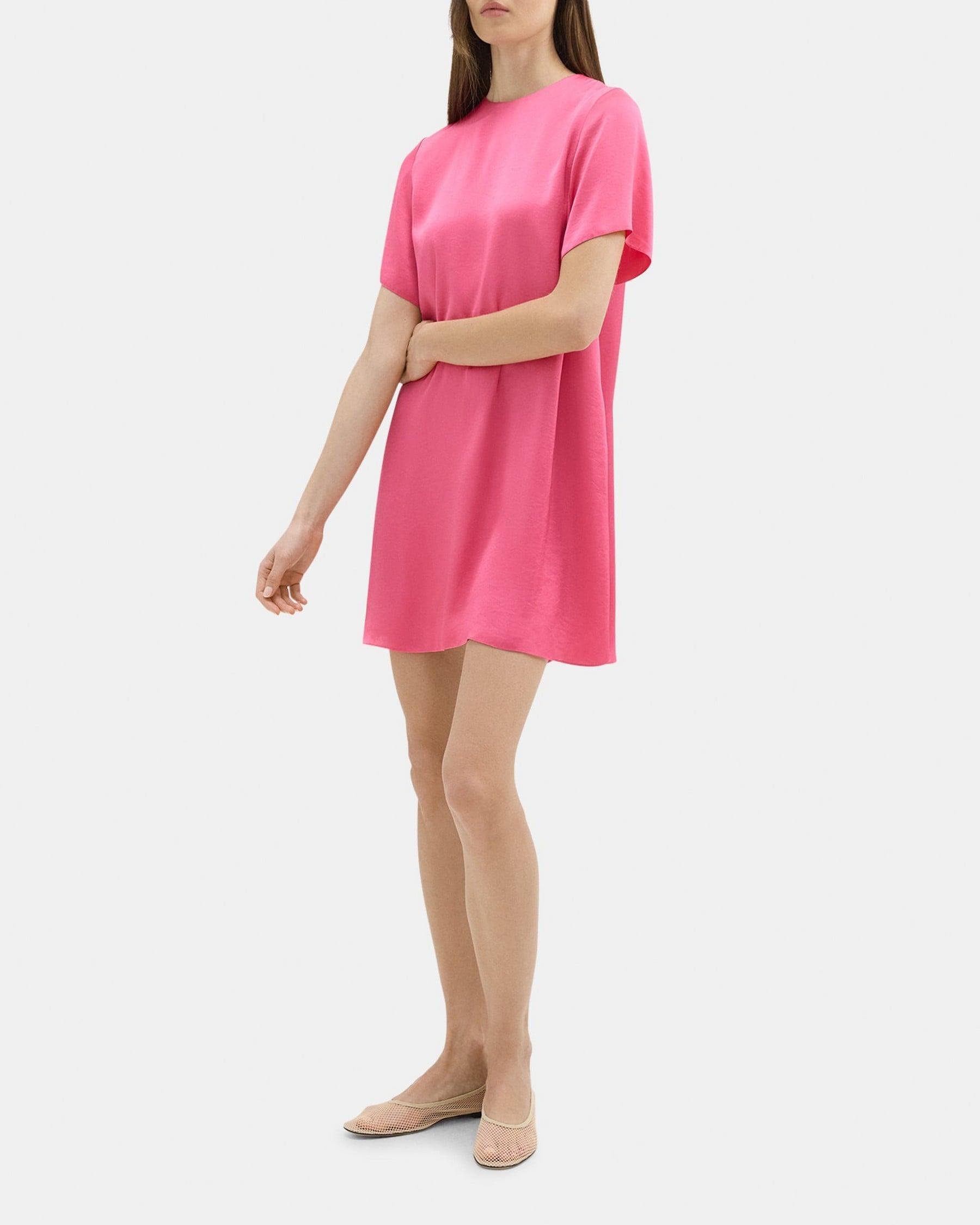 T-Shirt Dress in Crushed Satin Product Image