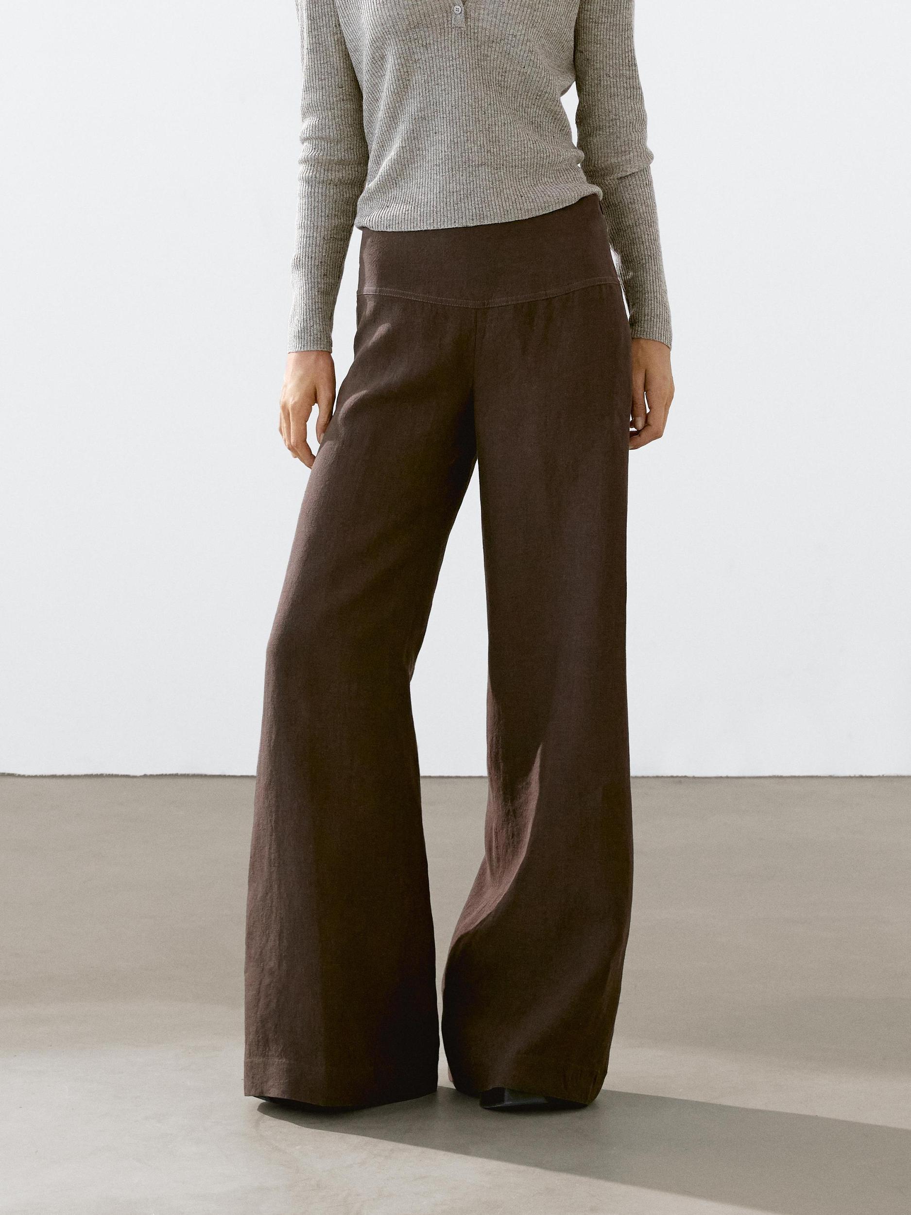 100% linen knit crew neck sweater Product Image