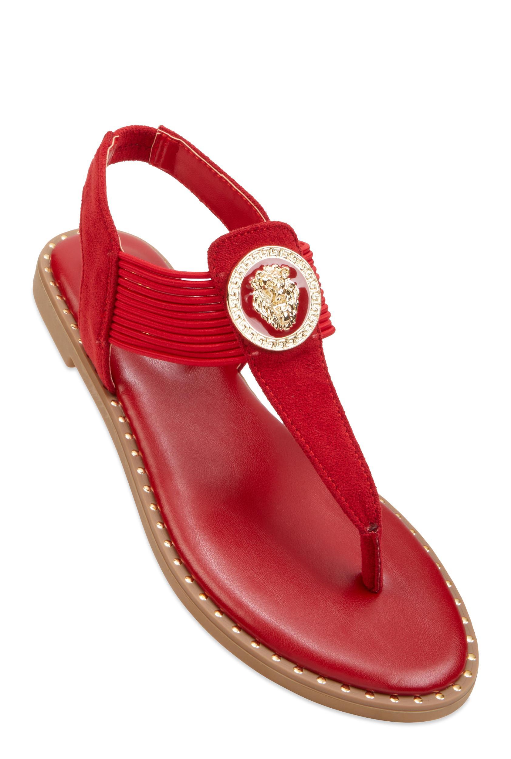 Womens Lion Pendant Corded Thong Sandals Product Image