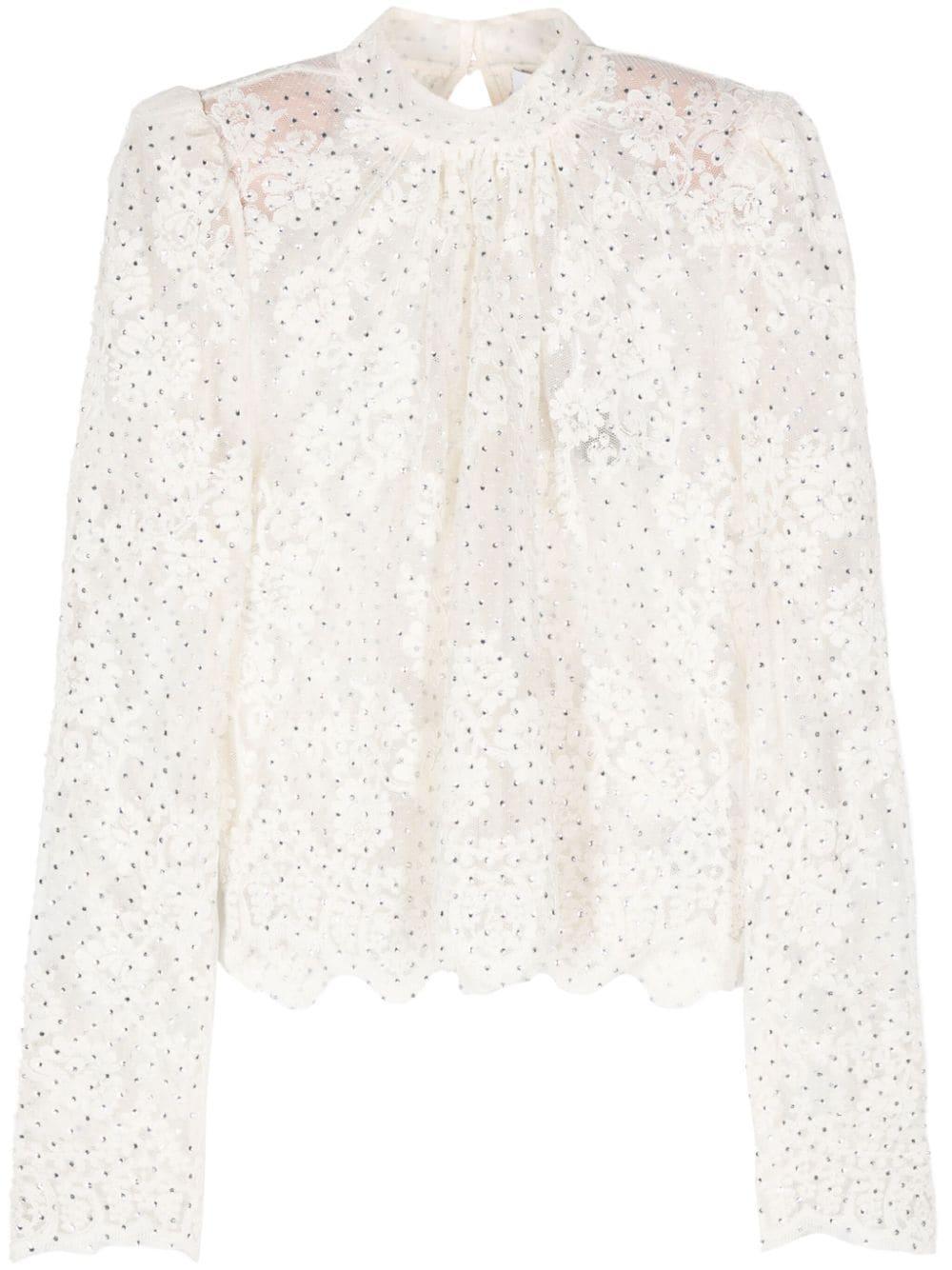Crystal-embellished Blouse In White Product Image