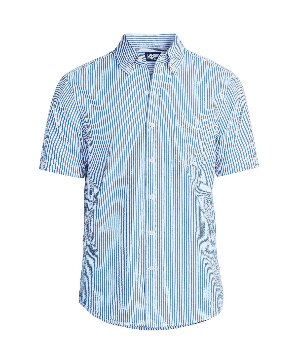 Men's Lands' End Button-Down Seersucker Shirt, Size: Small, White Product Image