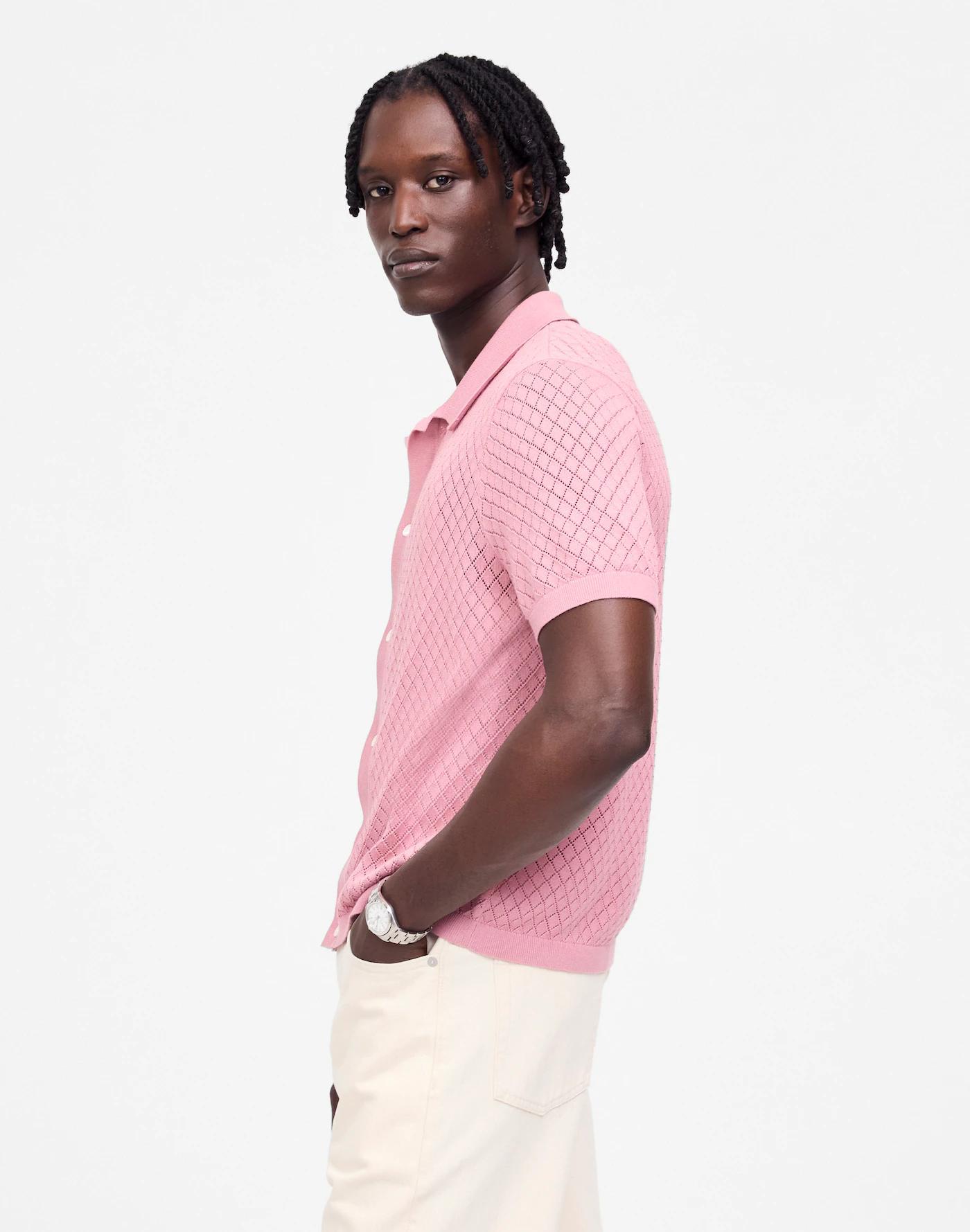 Diamond Pointelle-Stitch Sweater Polo Product Image