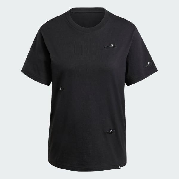adidas Lounge Slide Graphic Tee Black L Womens Product Image