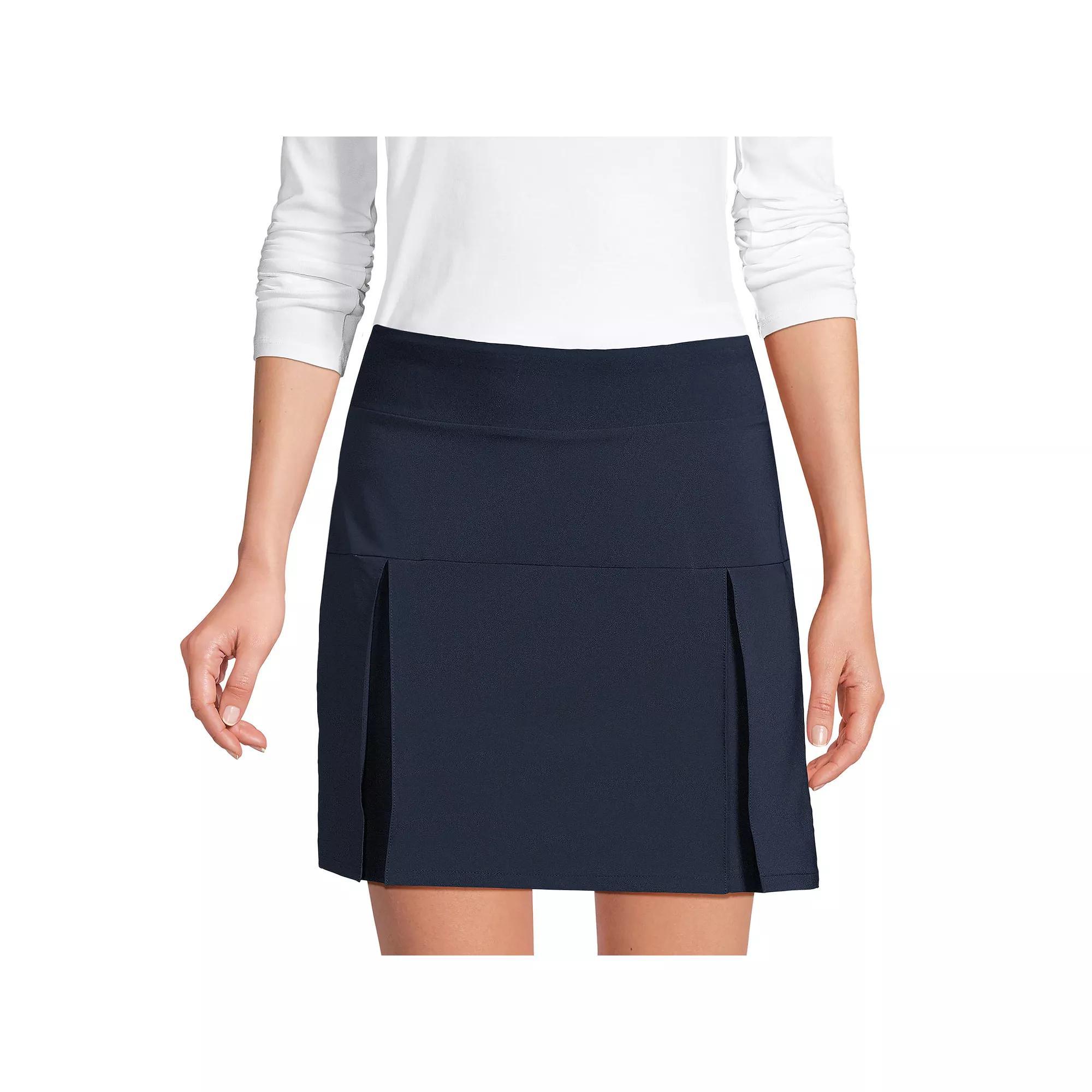 Women's Lands' End Performance Pleated Skort, Size: Large, Green Product Image