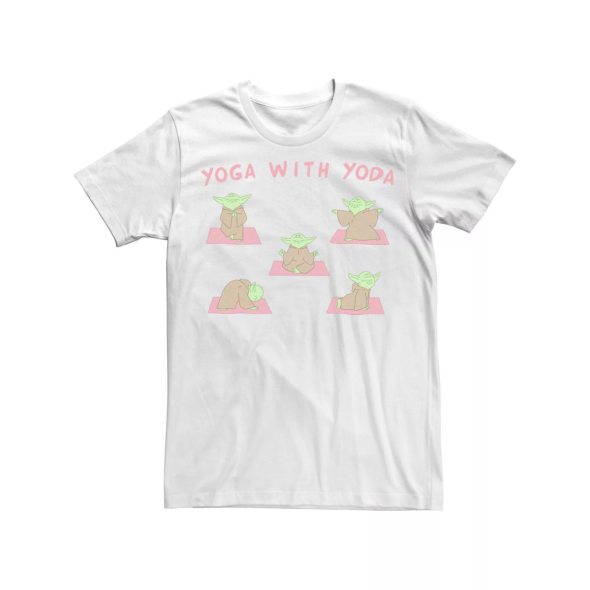 Men's Star Wars Yoga With Yoda Tee, Size: XXL, White Product Image