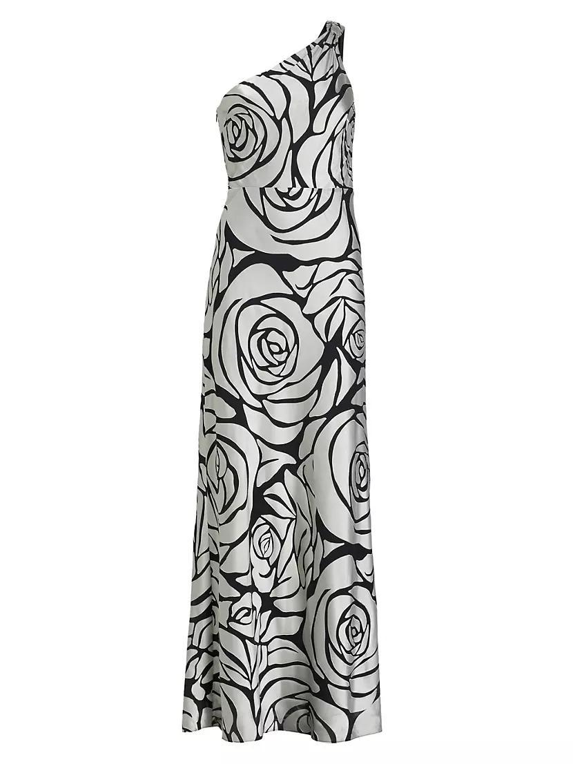 Isley Floral Chiffon One-Shoulder Maxi Dress Product Image