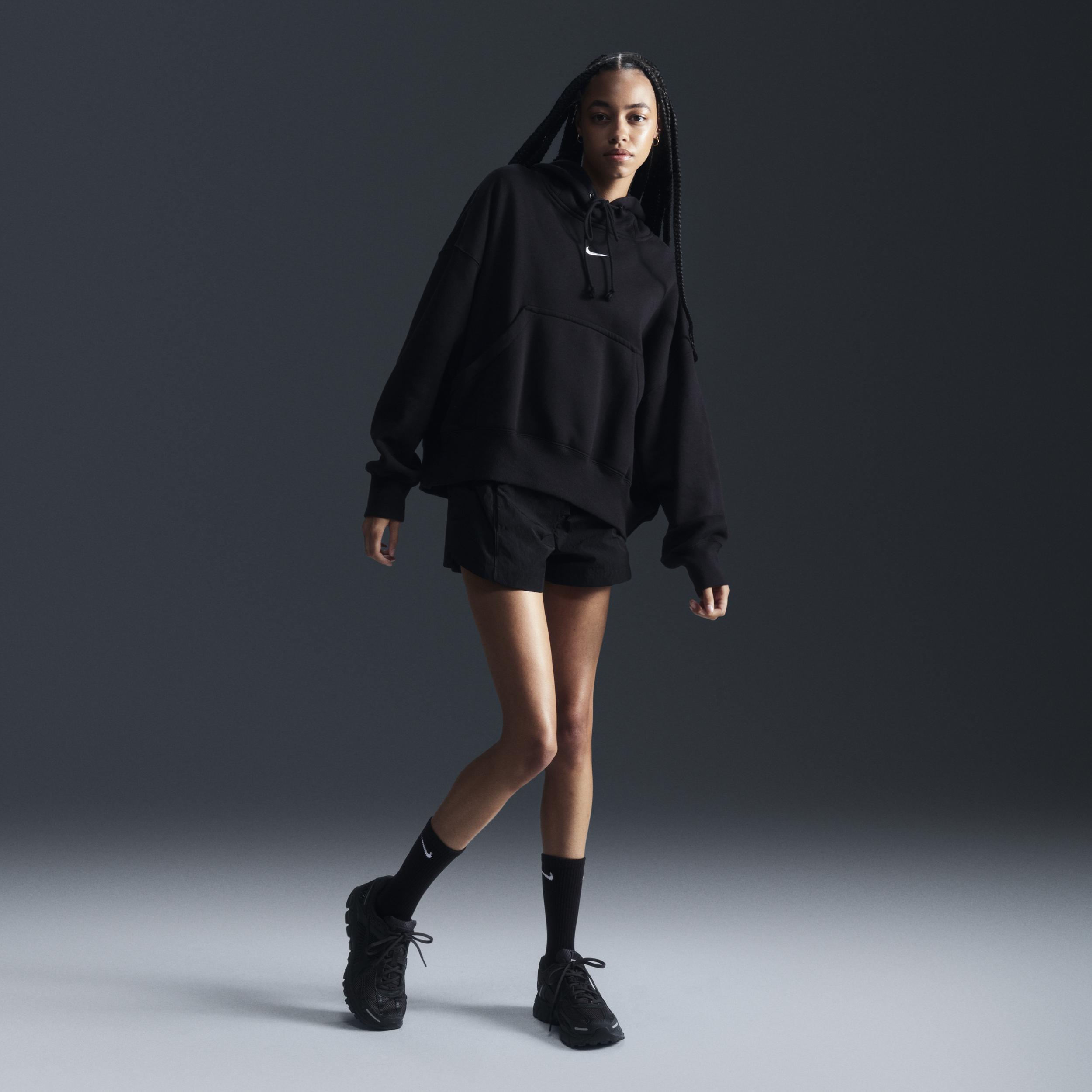 Nike Women's Sportswear Phoenix Fleece Over-Oversized Pullover Hoodie in Black/Black Size Small Cotton/Polyester/Fleece Product Image