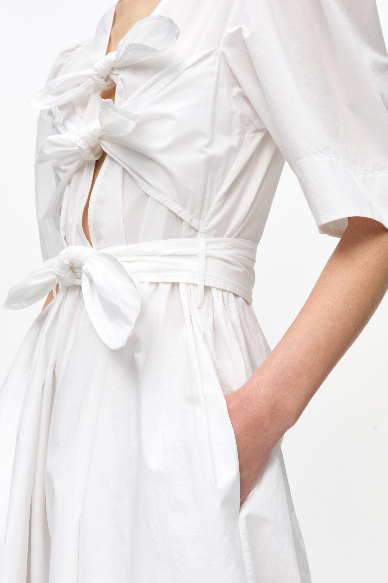 White Stretch Cotton Dress Product Image