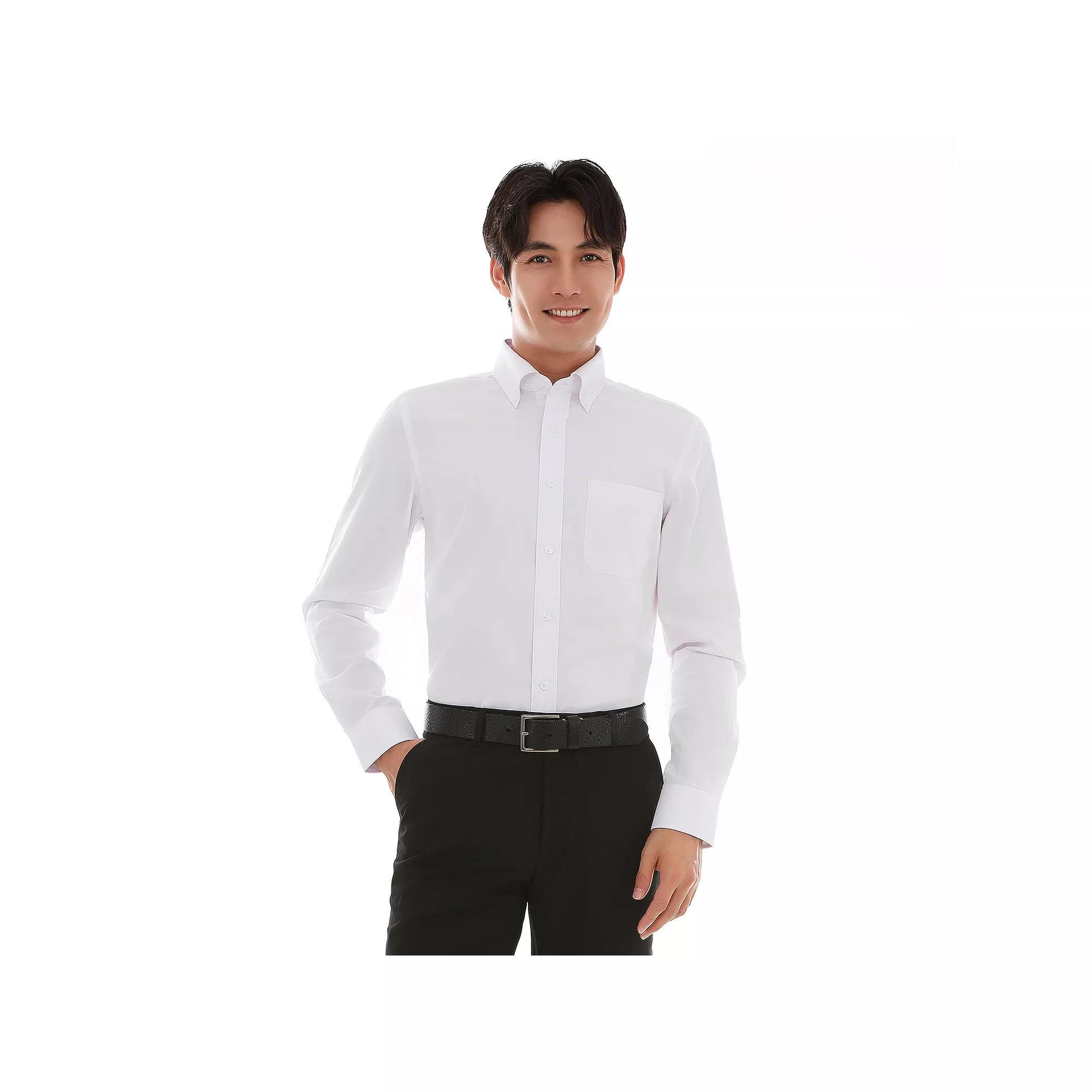 Men's Bespoke Classic-Fit Pinpoint Oxford Dress Shirt, Size: XL-36/37, Green Product Image