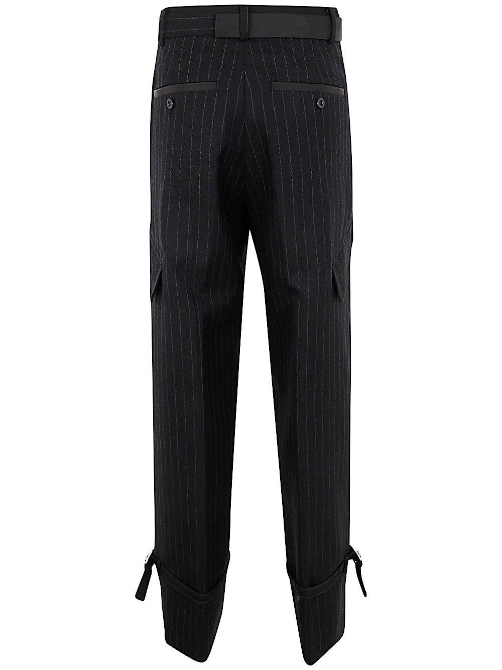 SACAI Striped Belted Pants In Black Product Image