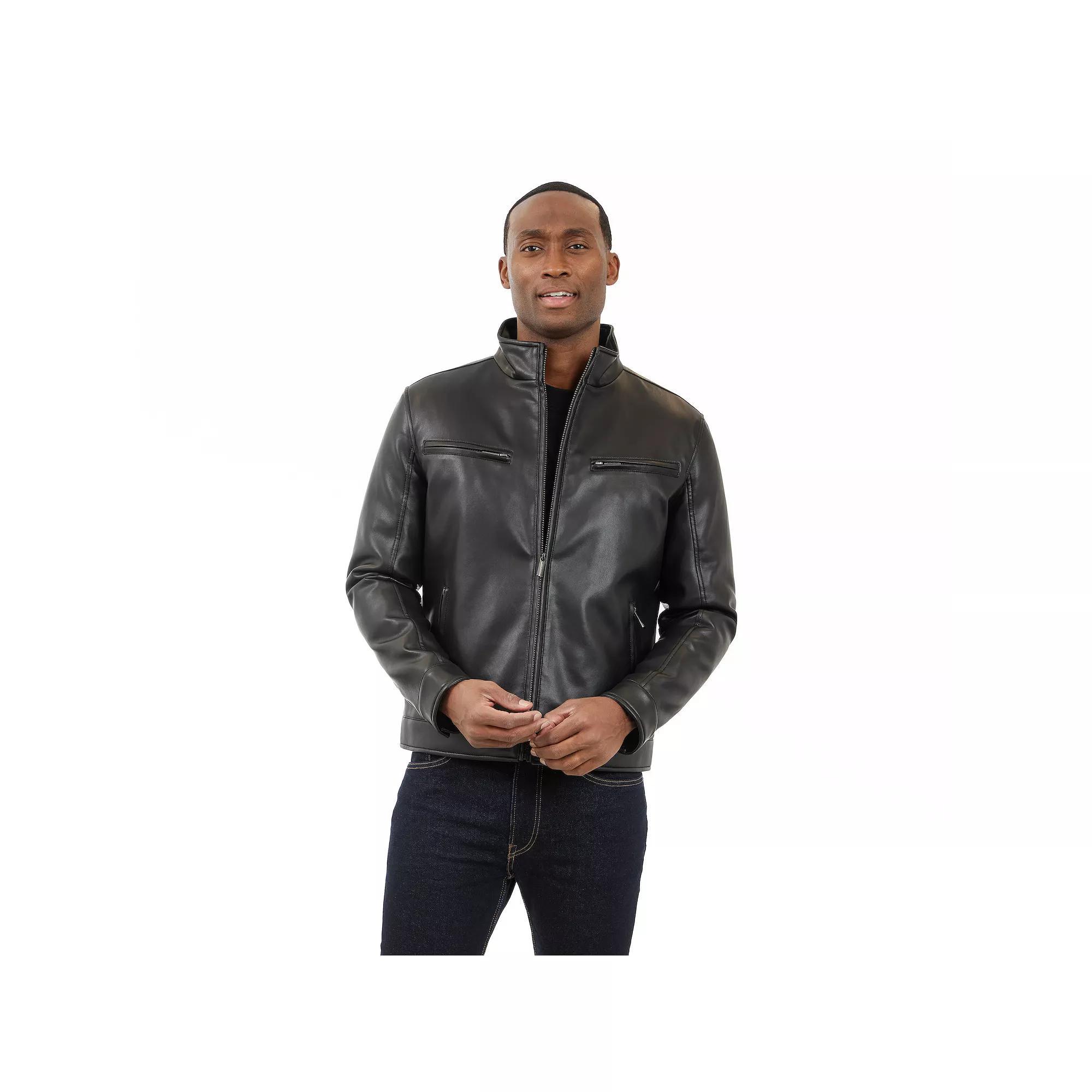 Men's London Fog Moto Faux Leather Jacket, Size: Medium, Black Product Image