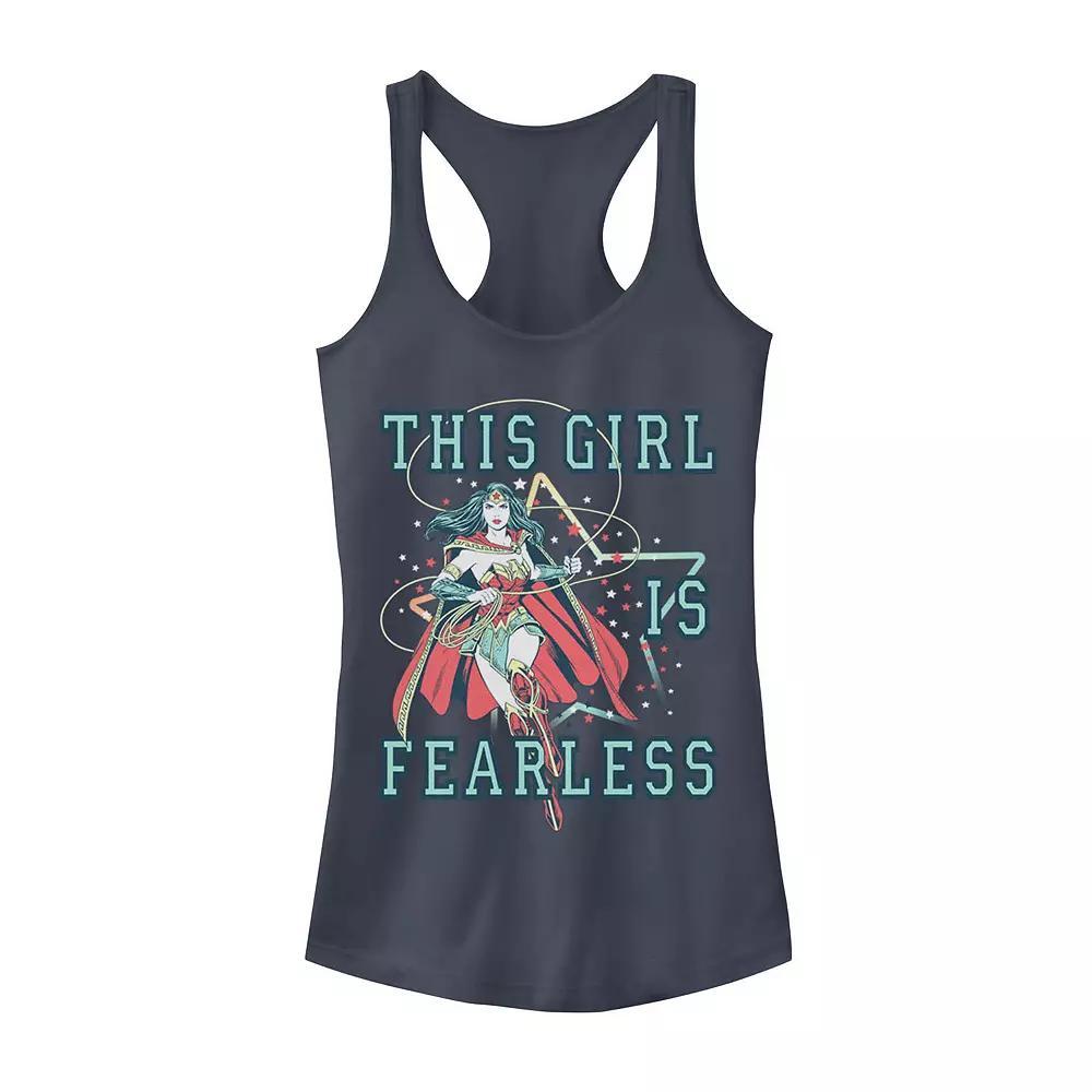 Juniors' DC Comics Wonder Woman "This Girl Is Fearless" Tank Top, Girl's, Size: Medium, Blue Product Image