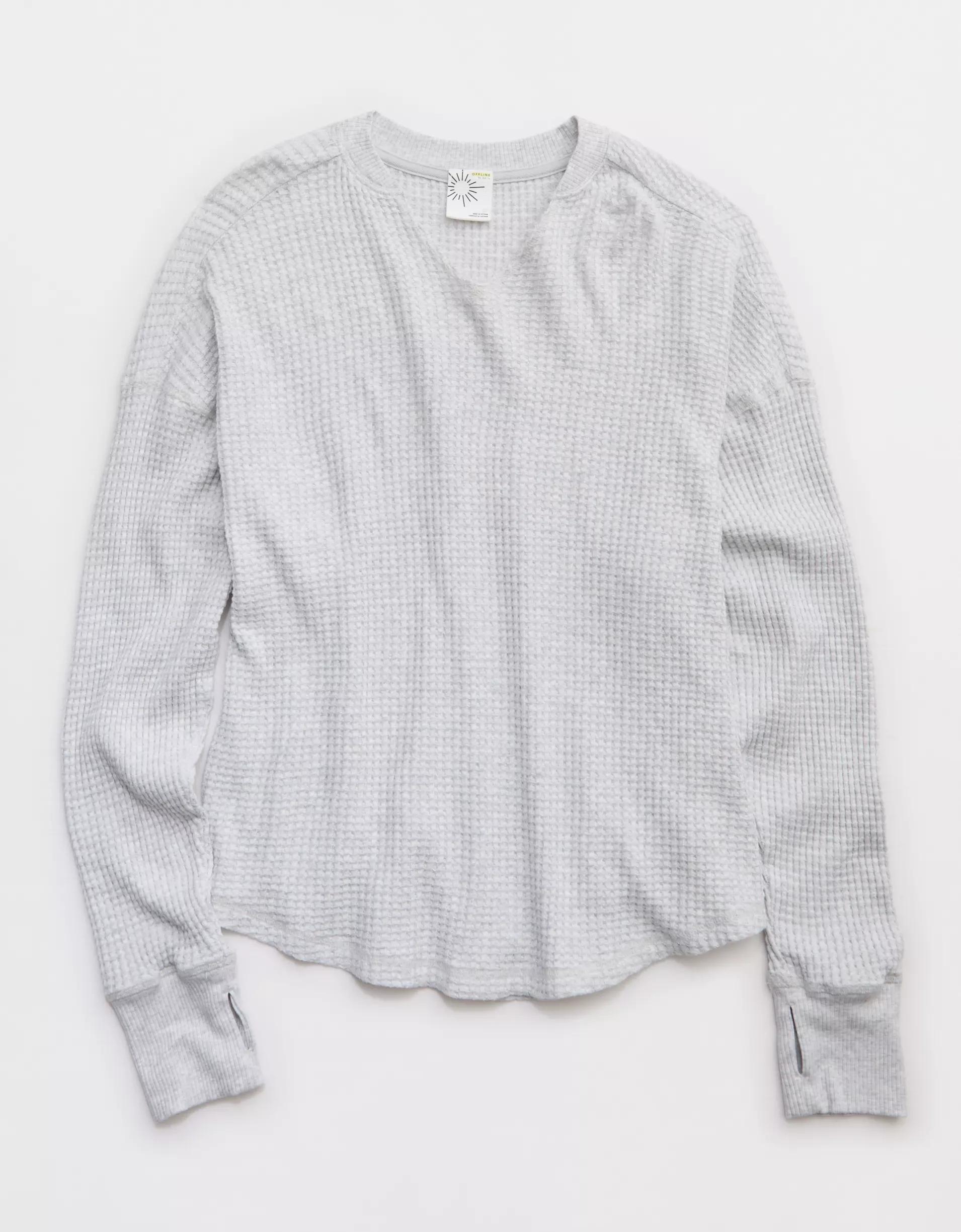 OFFLINE By Aerie Wow! Waffle Notch Neck Long Sleeve T-Shirt Product Image