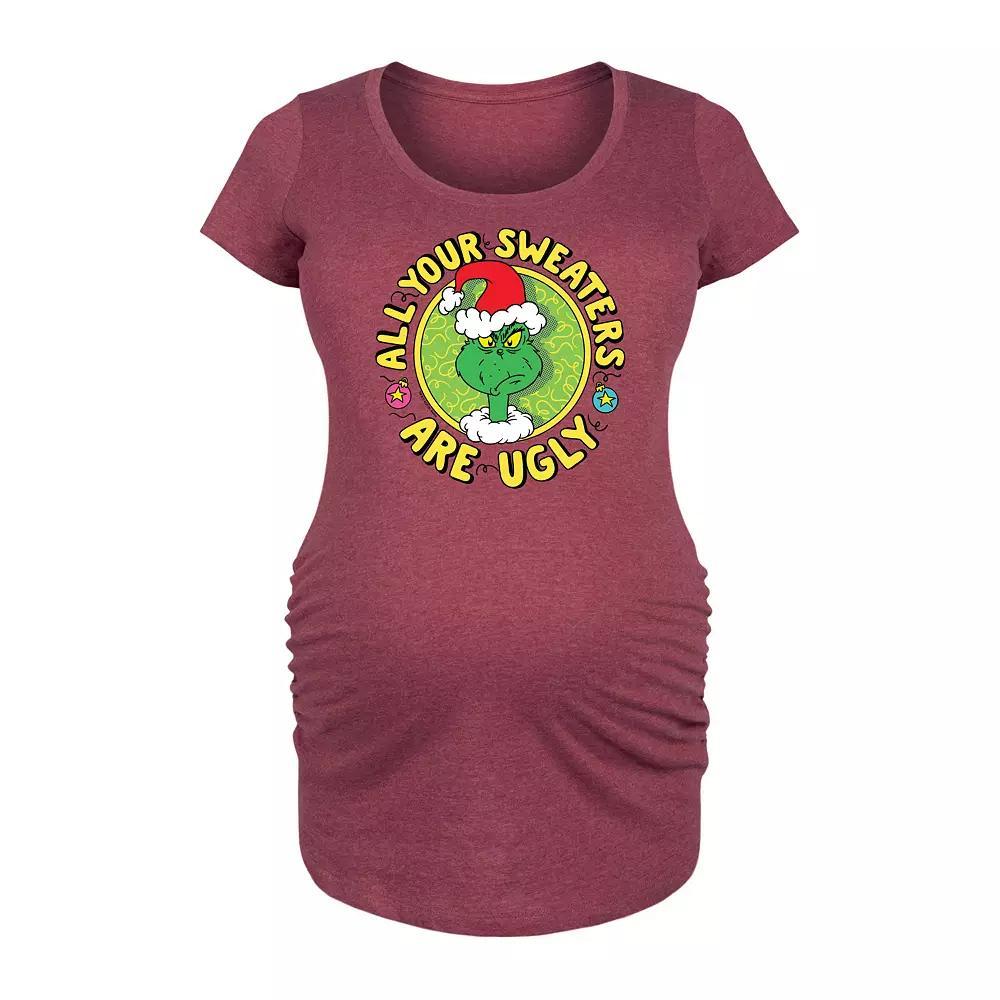Maternity Dr. Seuss Grinch All Your Sweaters Are Ugly Graphic Tee, Women's, Size: Large-Mat, Grey Gray Product Image
