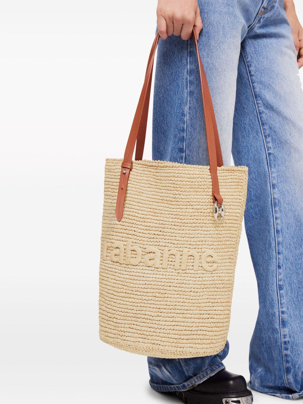logo-embroidered raffia tote bag Product Image