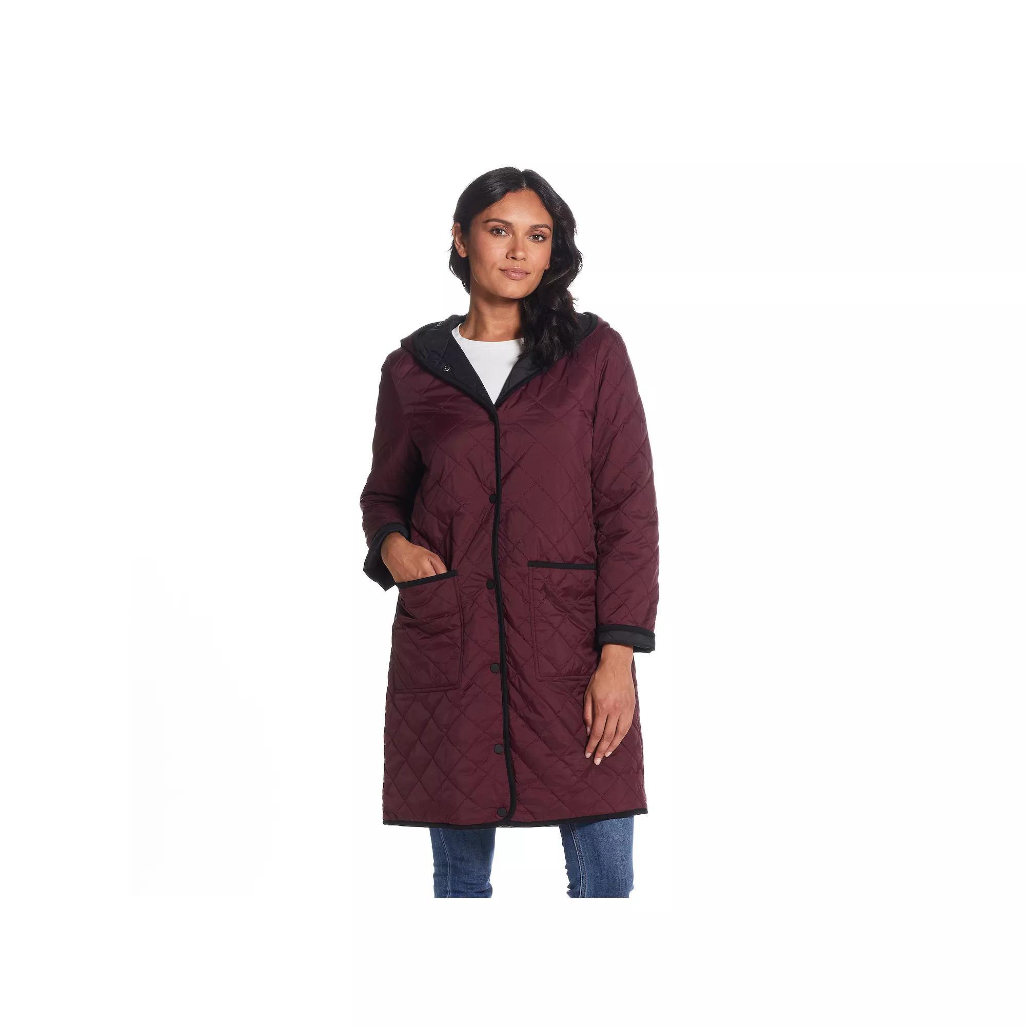 Women's Weathercast Quilted Reversible Duffle Jacket, Size: Medium, Black Loden Product Image