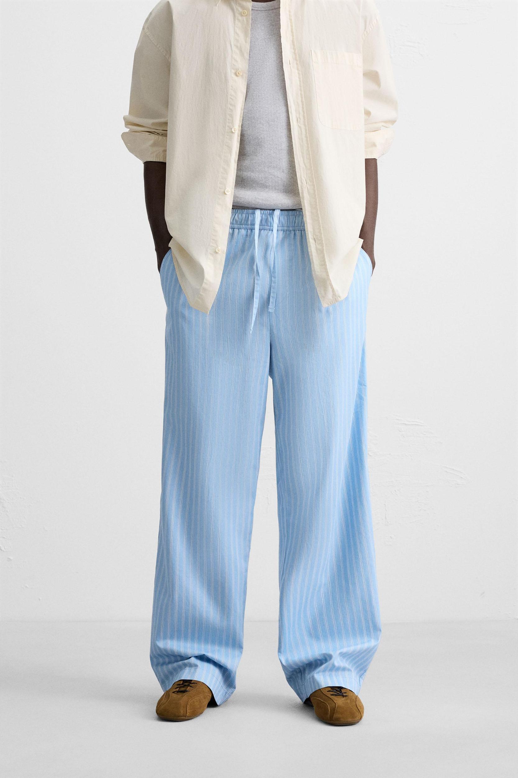 STRIPED TEXTURED PANTS Product Image