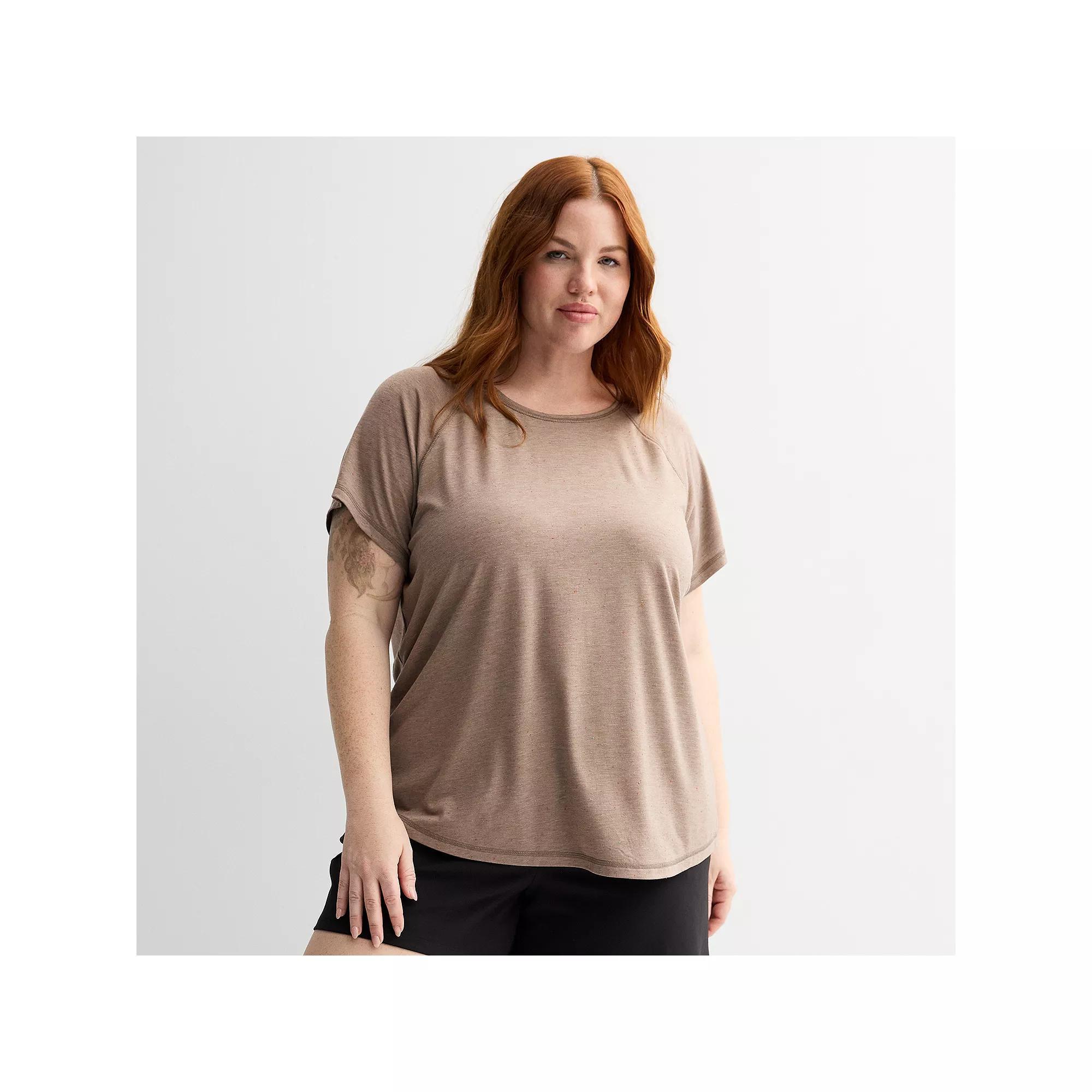Plus Size Tek Gear Core Raglan Tee, Womens Kalari Green Speckle Product Image