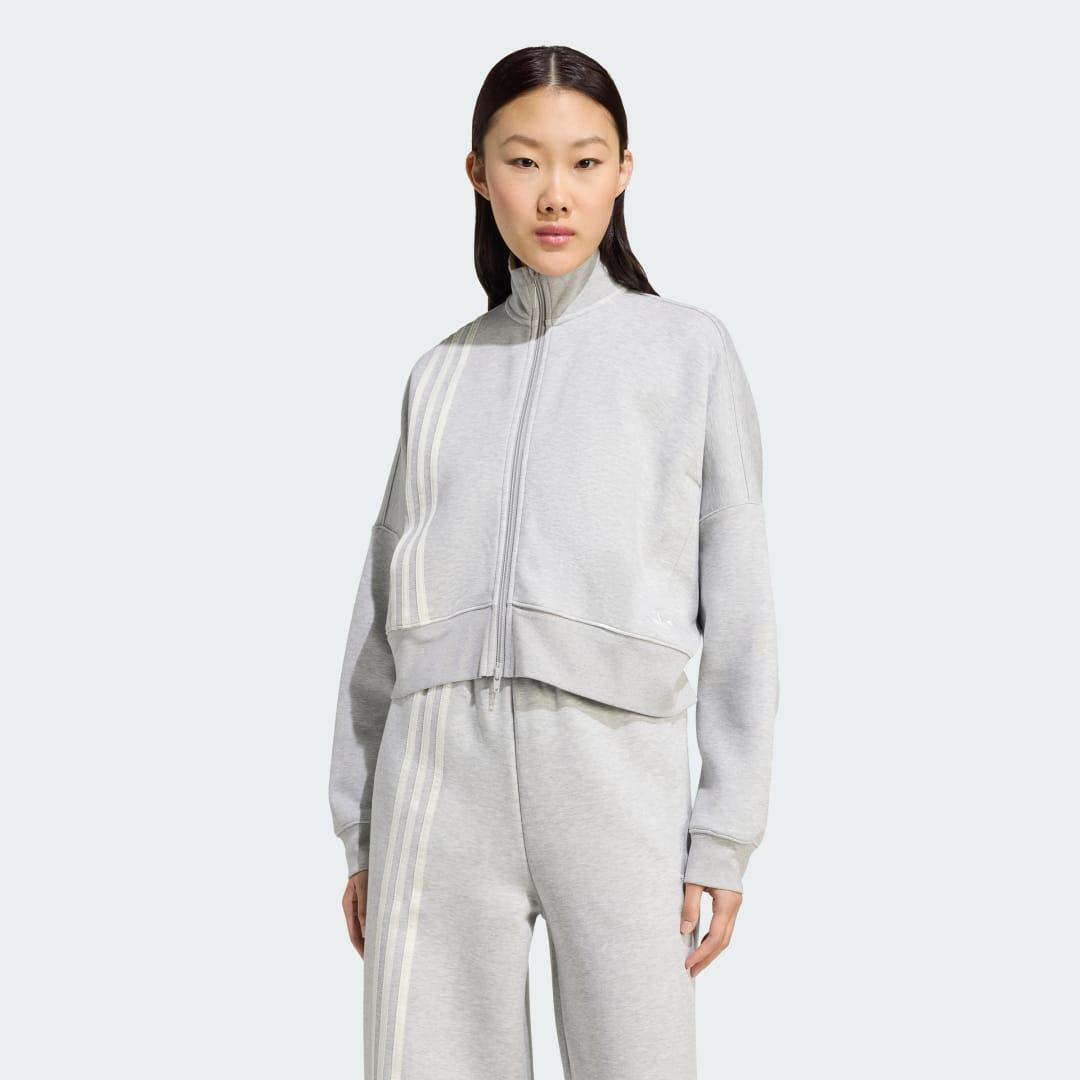 adidas Off Placed 3-Stripes Zip Up Warm Clay S Womens Product Image