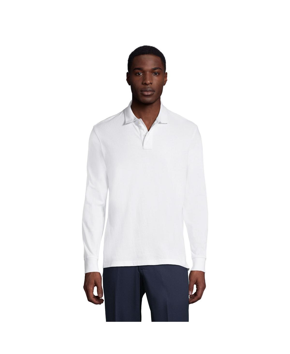 Mens Lands End Long Sleeve Mesh Polo Shirt Gray Grey Product Image