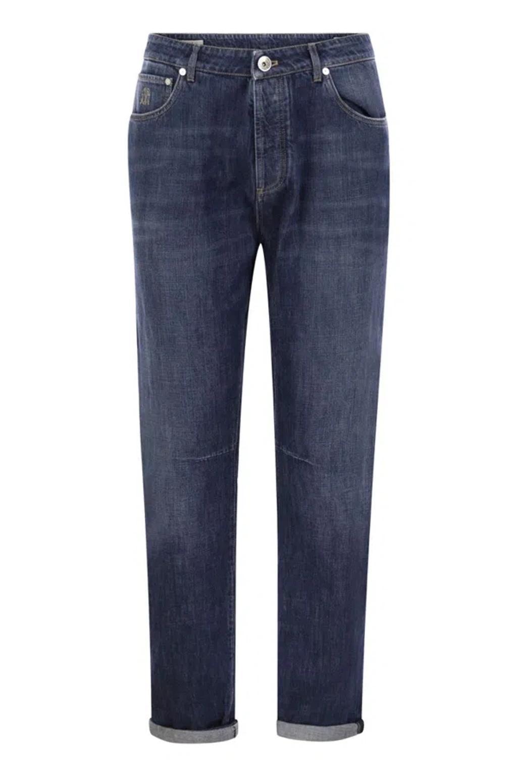 BRUNELLO CUCINELLI Five-pocket Leisure Fit Trousers In Lightweight Denim In Navy Product Image
