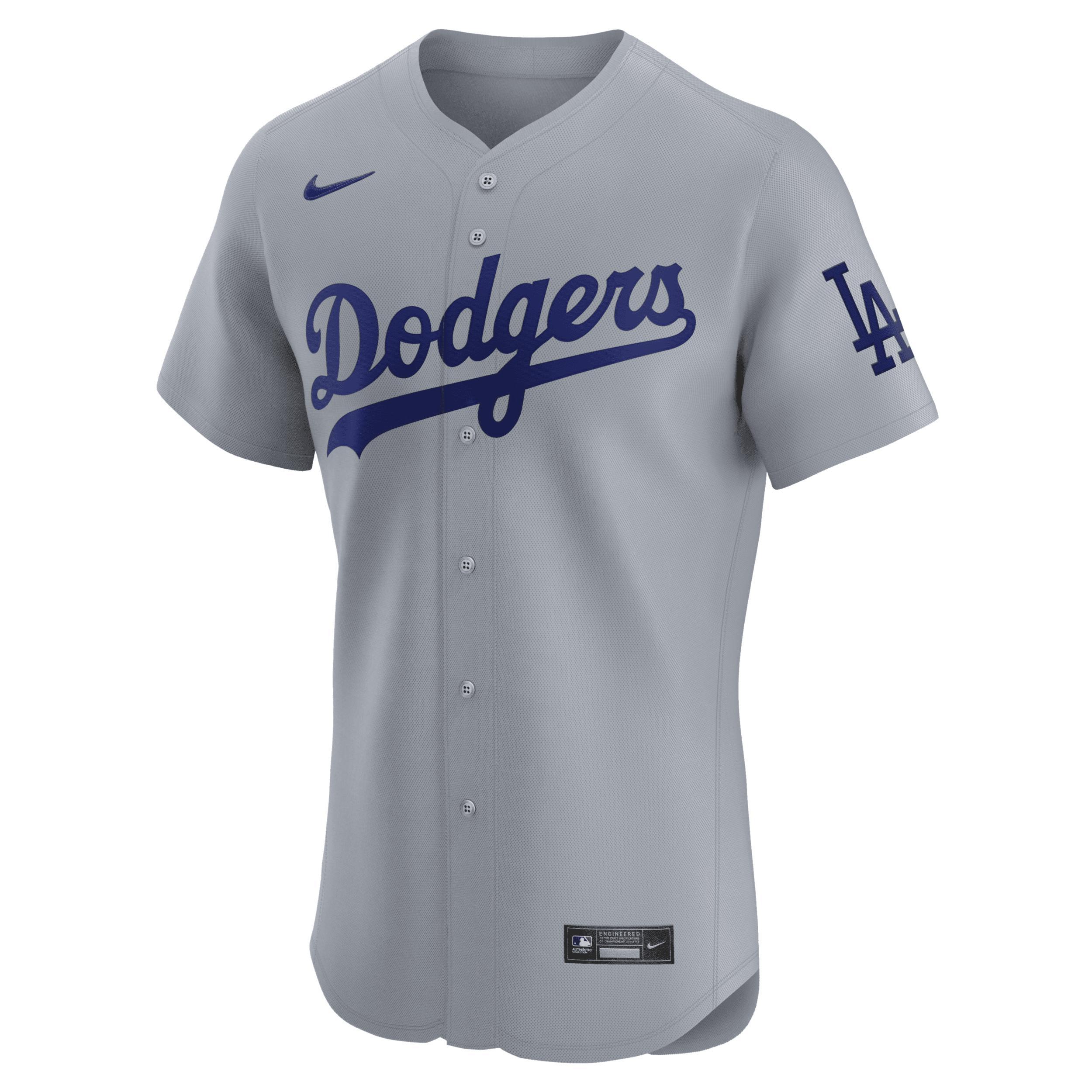 Mens Nike Gray Los Angeles Dodgers Alternate Vapor Premier Elite Patch Jersey Product Image
