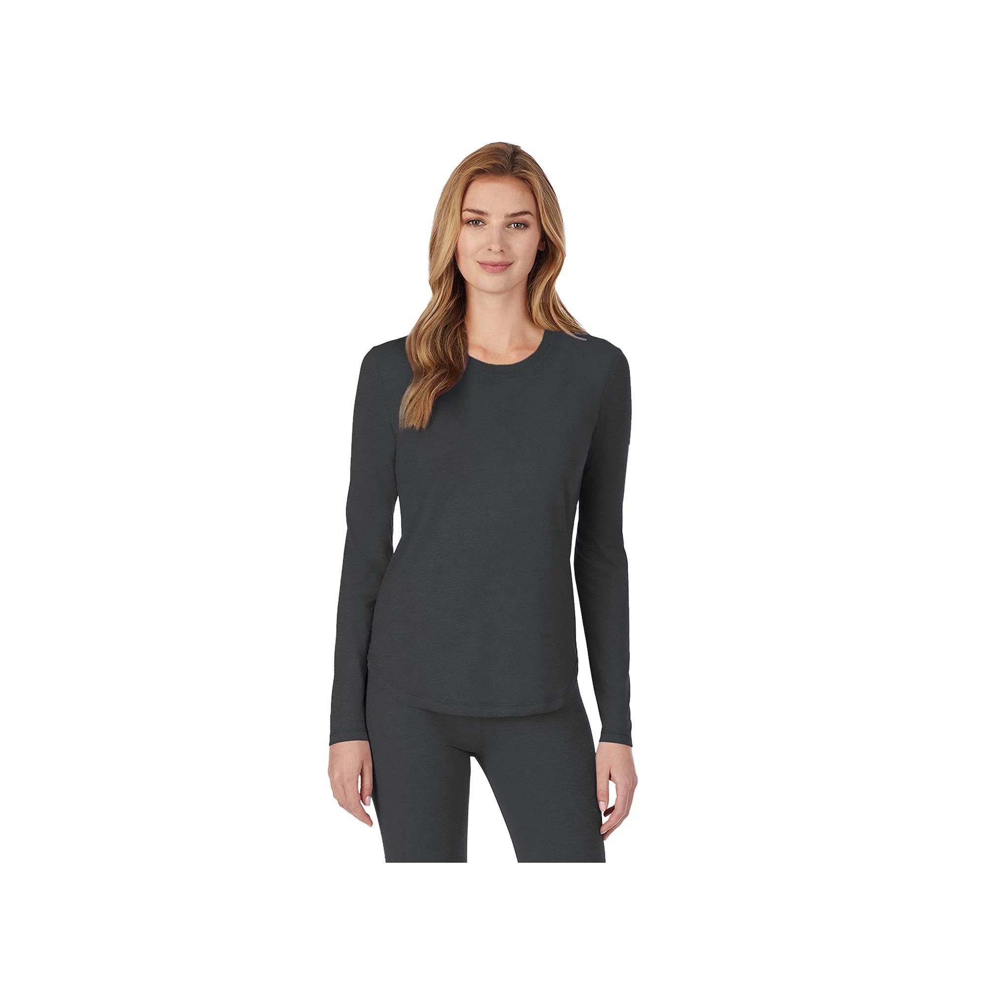 Petite Cuddl Duds® Under Scrubs Crewneck Top, Women's, Size: Large Petite, Black Product Image