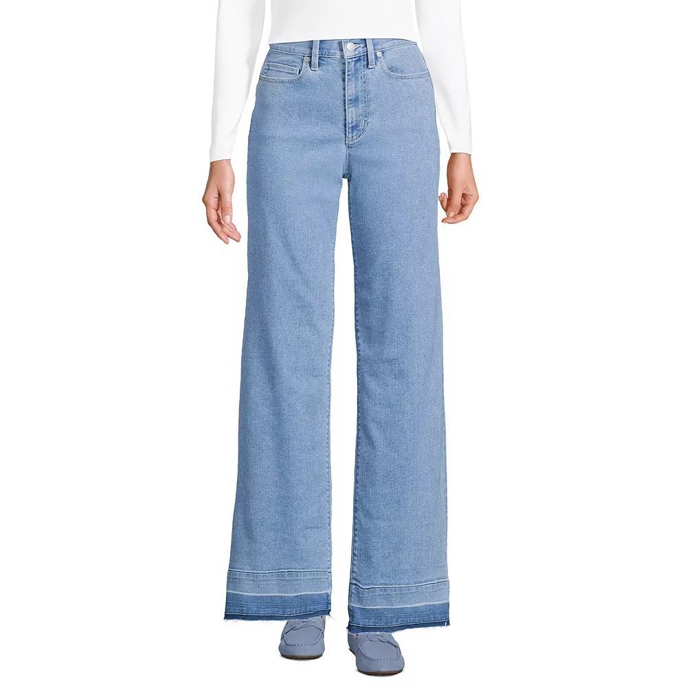 Women's Lands' End Tall High-Rise Wide Leg Jeans, Size: 12 34 Tall, Hutton Blue Wash Product Image