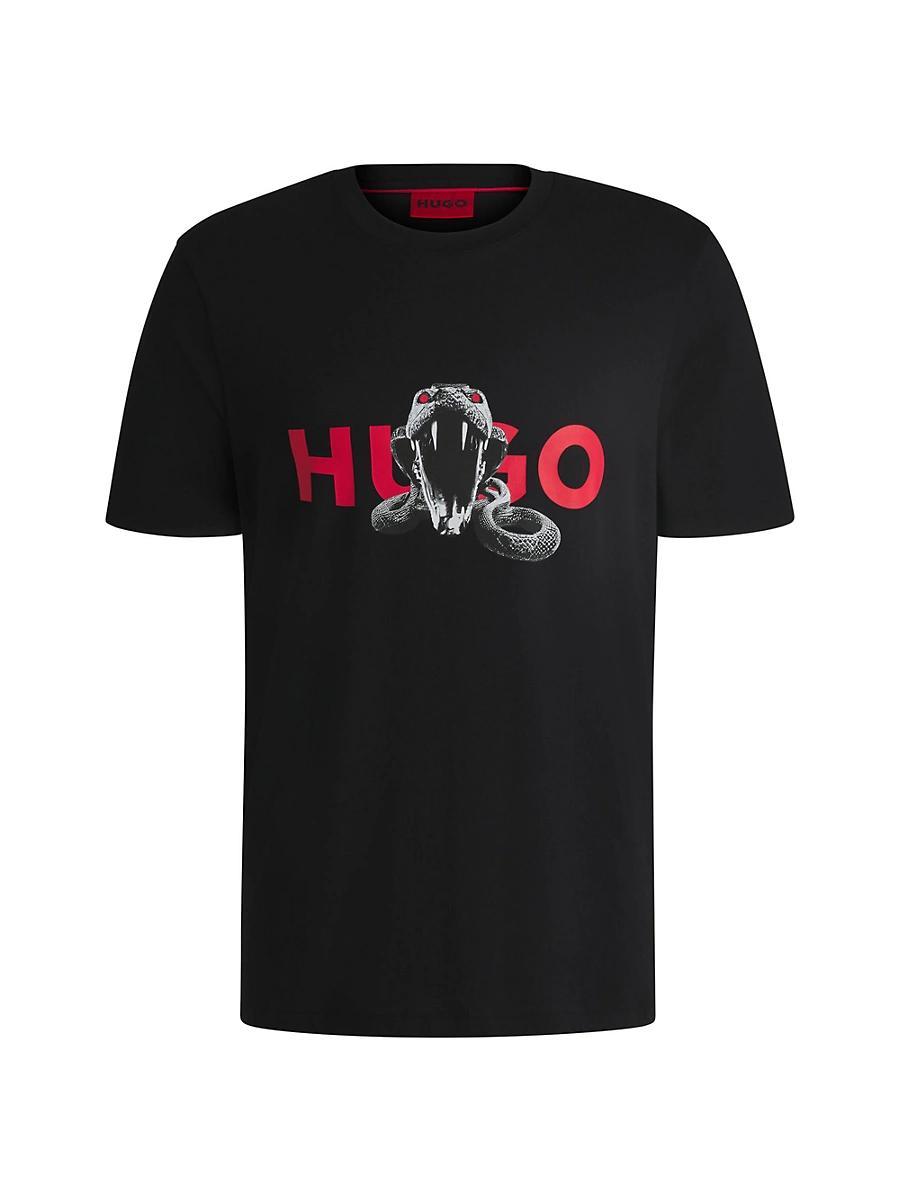 Mens Oversize-Fit T-Shirt in Cotton with Animal Graphic Product Image