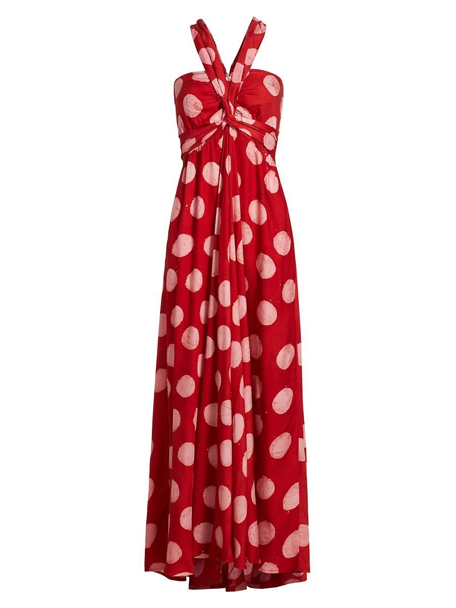 Womens Anike Polka Dot Cotton Maxi-Dress Product Image