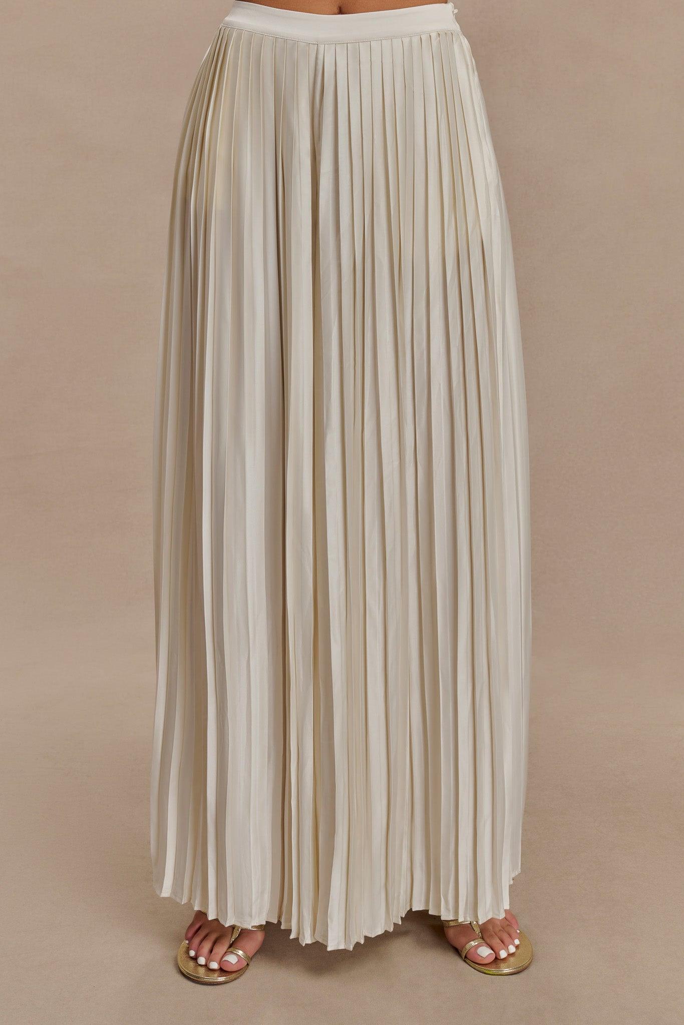 Kennedy Plisse Wide Leg Pants - Ivory Product Image