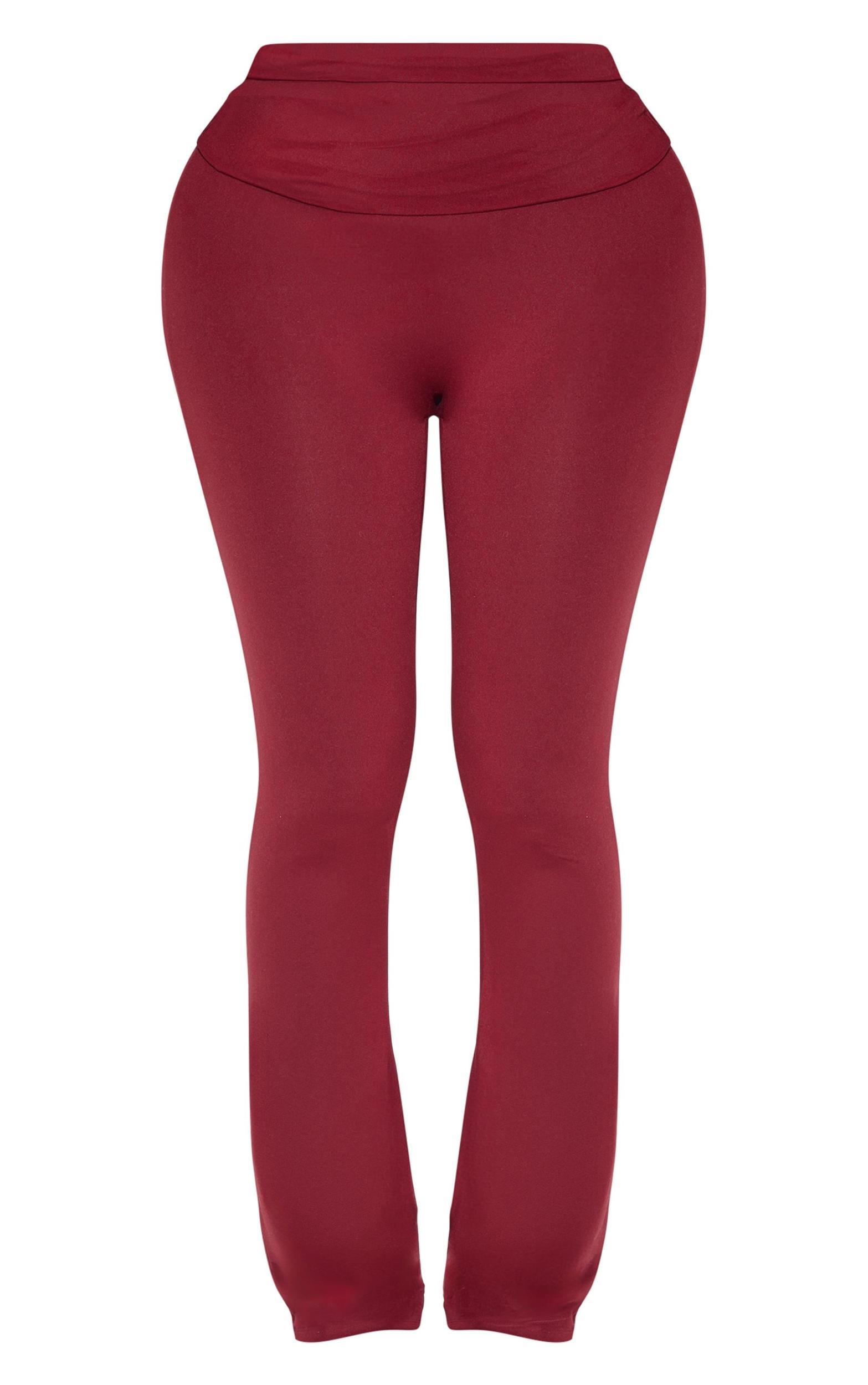 Shape Burgundy Sculpted Foldover Waist Flare Pants Product Image