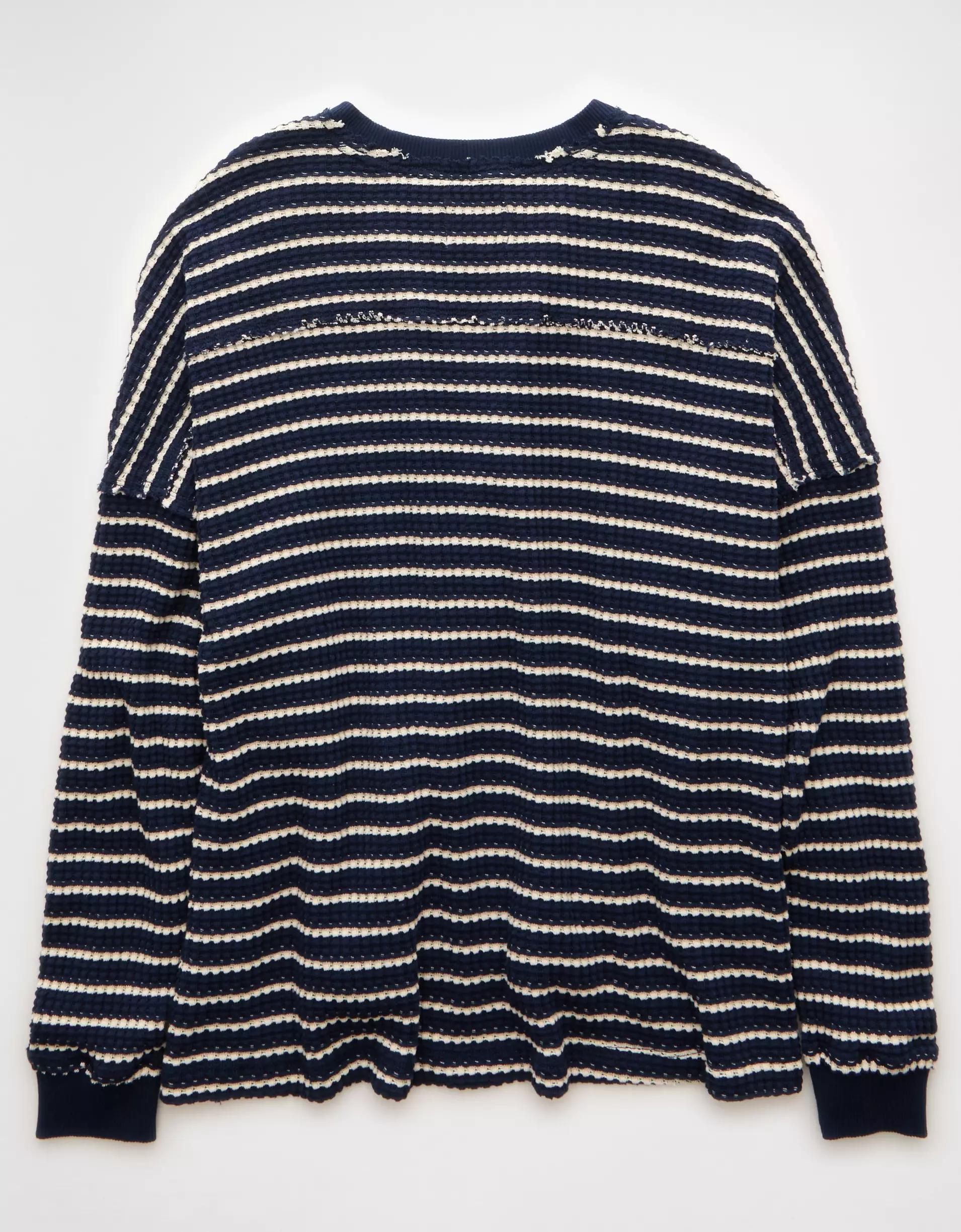 AE Big Hug Crew Neck Waffle Sweatshirt Product Image