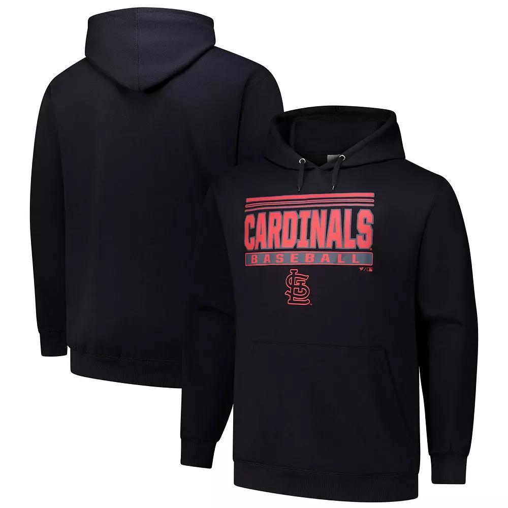 Men's  Black St. Louis Cardinals Stack Fleece Pullover Hoodie, Size: 2XB Product Image