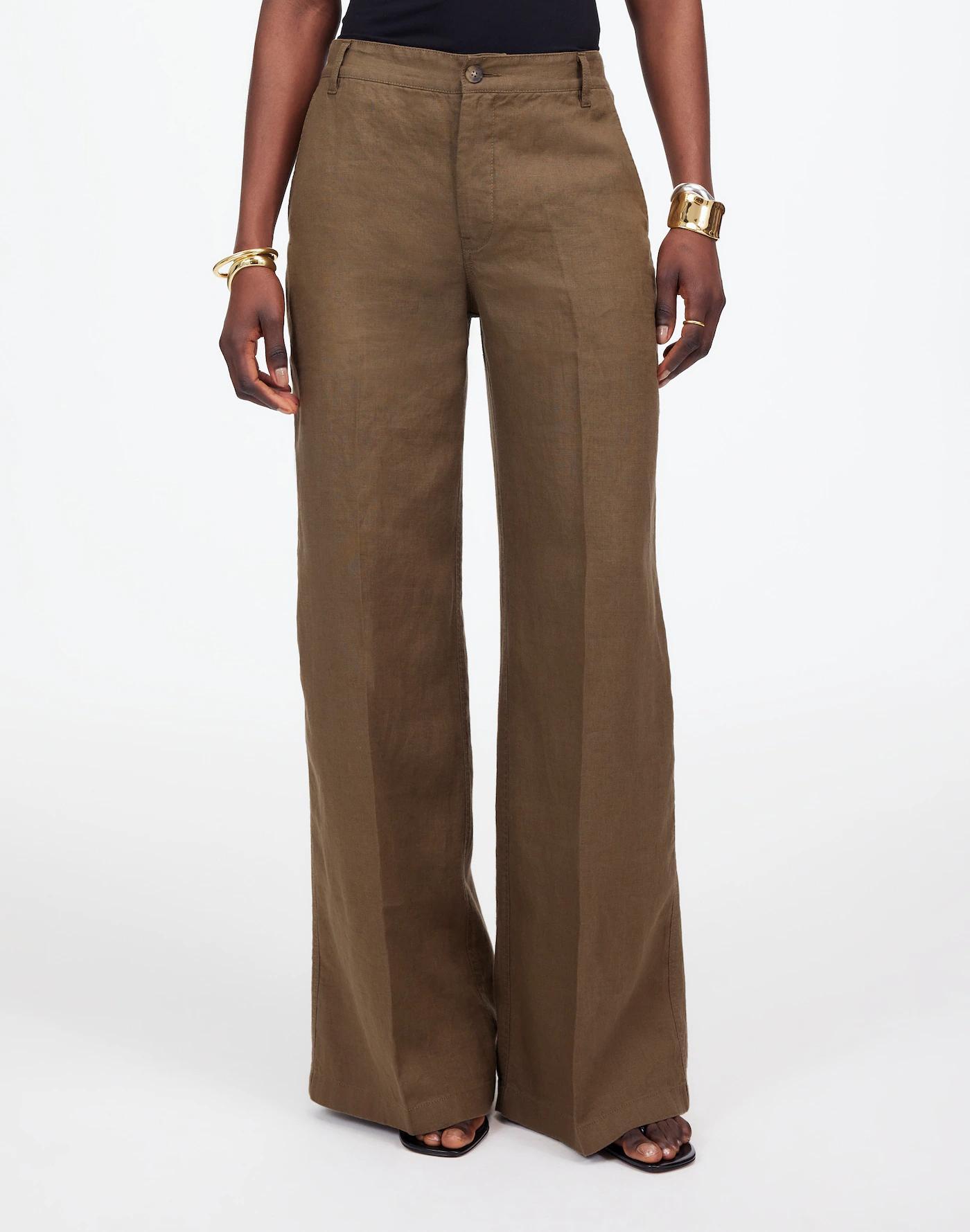 The Zoe Relaxed Wide Pant in 100% Linen Product Image