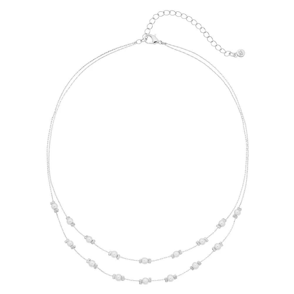 LC Lauren Conrad Double Strand Simulated Pearl Necklace, Women's, White Product Image