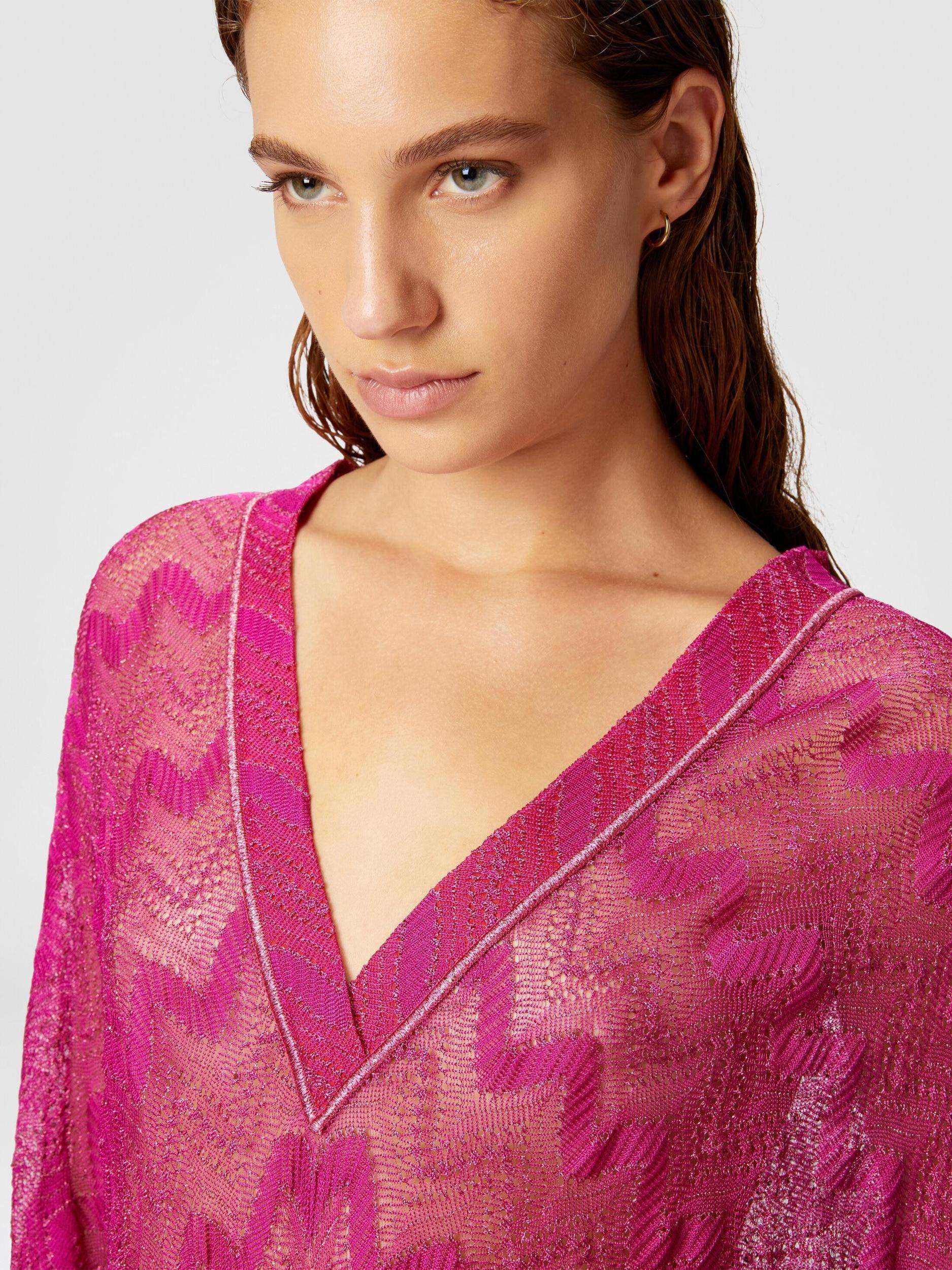 Cover-up dress in zig zag lamé viscose with wide sleeves Product Image
