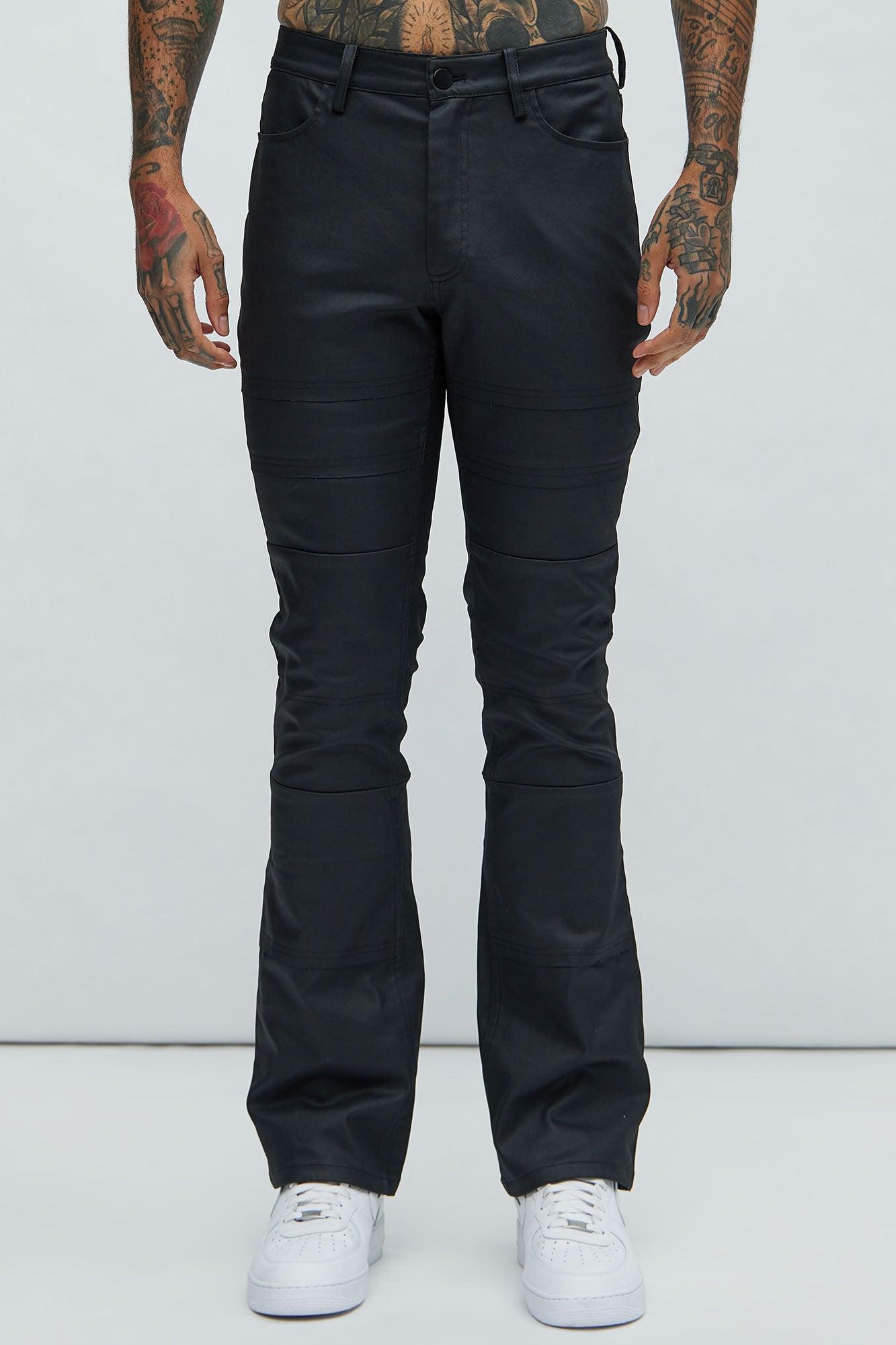 Saqqara Waxed Stacked Slim Flare Jeans - Black Product Image