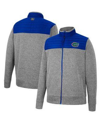 Men's Colosseum Charcoal/Navy West Virginia Mountaineers Putter Herringbone Full-Zip Jacket, Size: XL Product Image