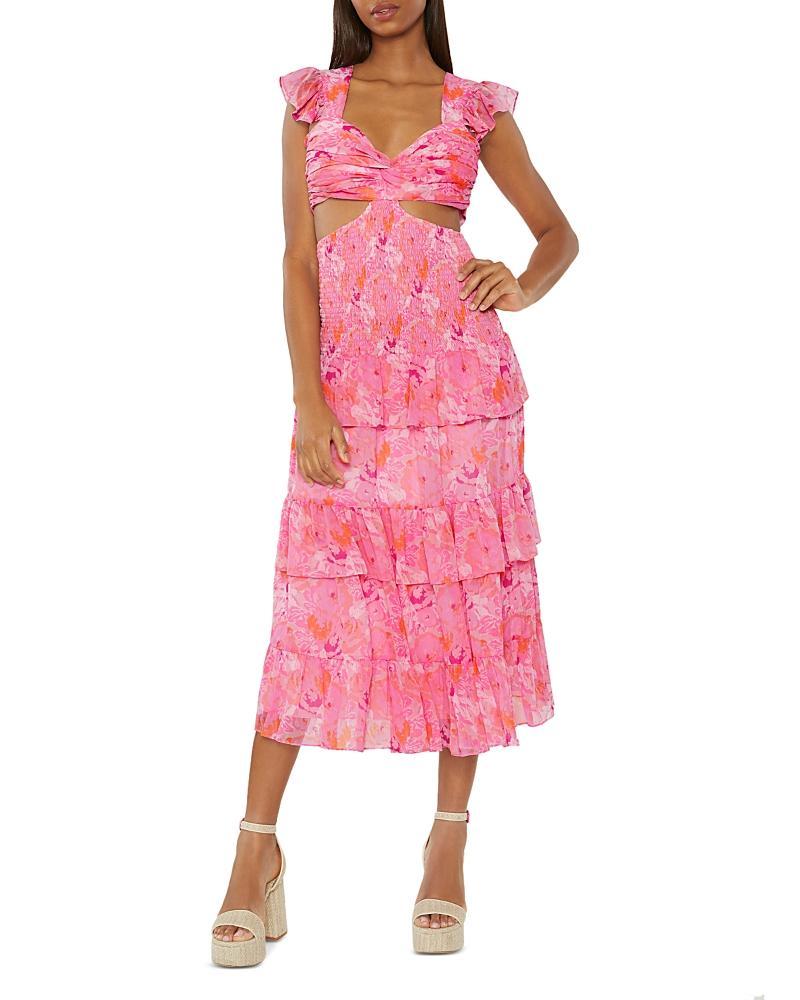 Womens Neely Smocked Cut-Out Midi-Dress Product Image