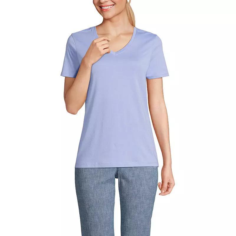 Women's Lands' End Relaxed-Fit Supima Cotton V-Neck Tee, Size: Small Tall, Blue Blossoms Product Image