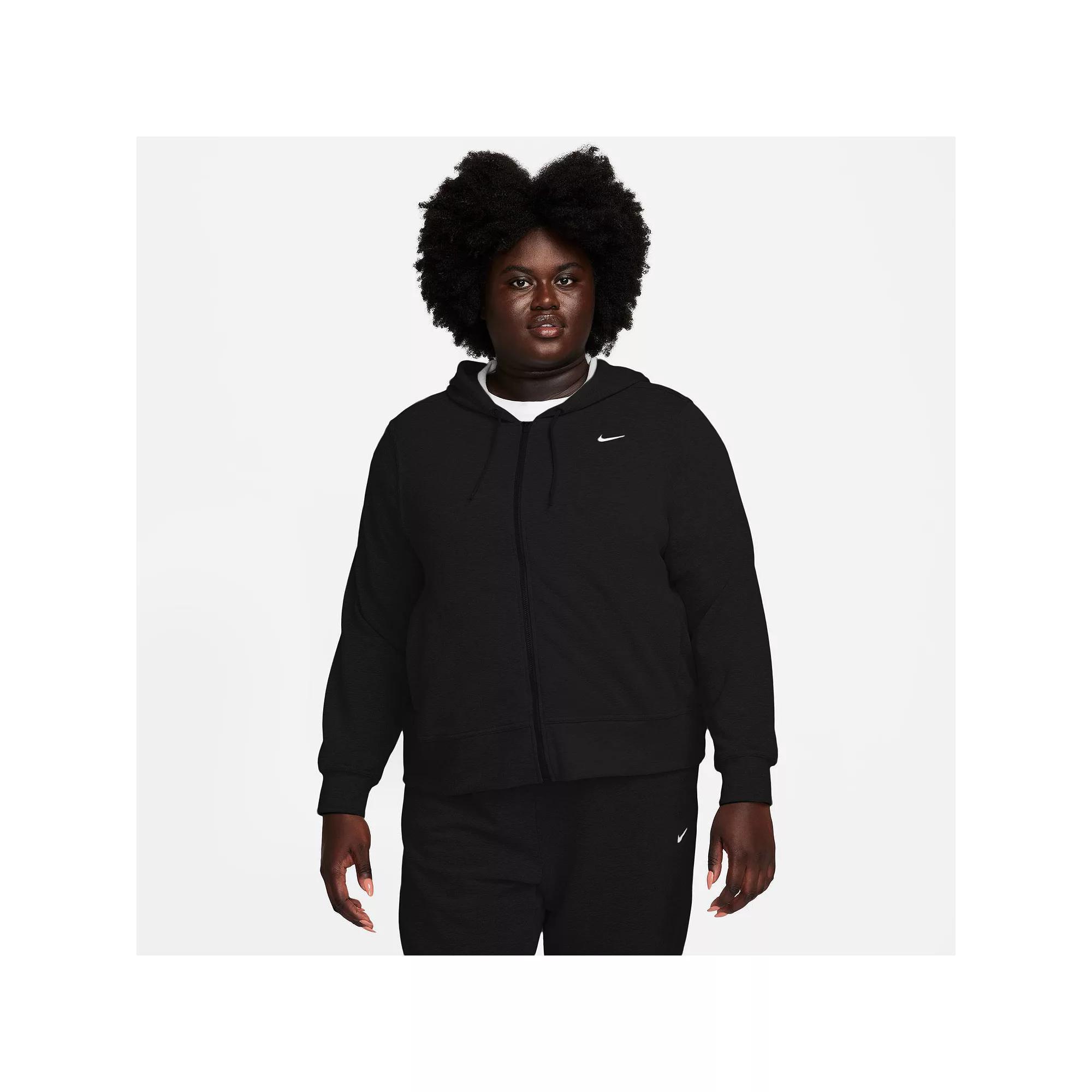 Plus Size Nike Dri-Fit One Full-Zip Hoodie, Women's, Size: 3XL, Black Product Image