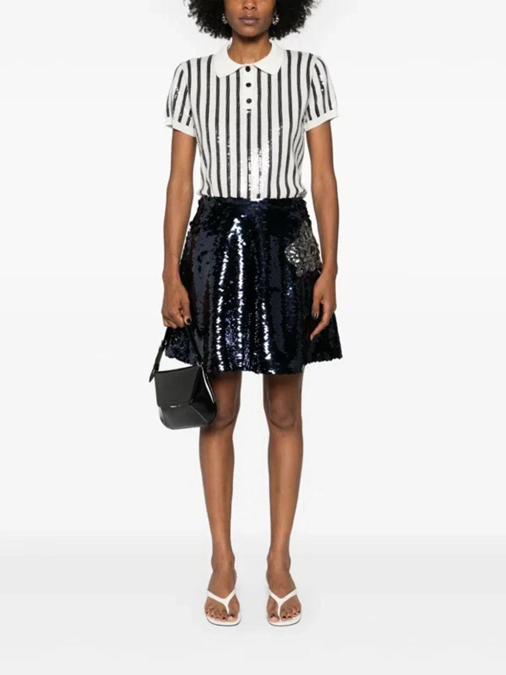 MSGM White Cropped Top With Sequins In Fabric Woman Product Image